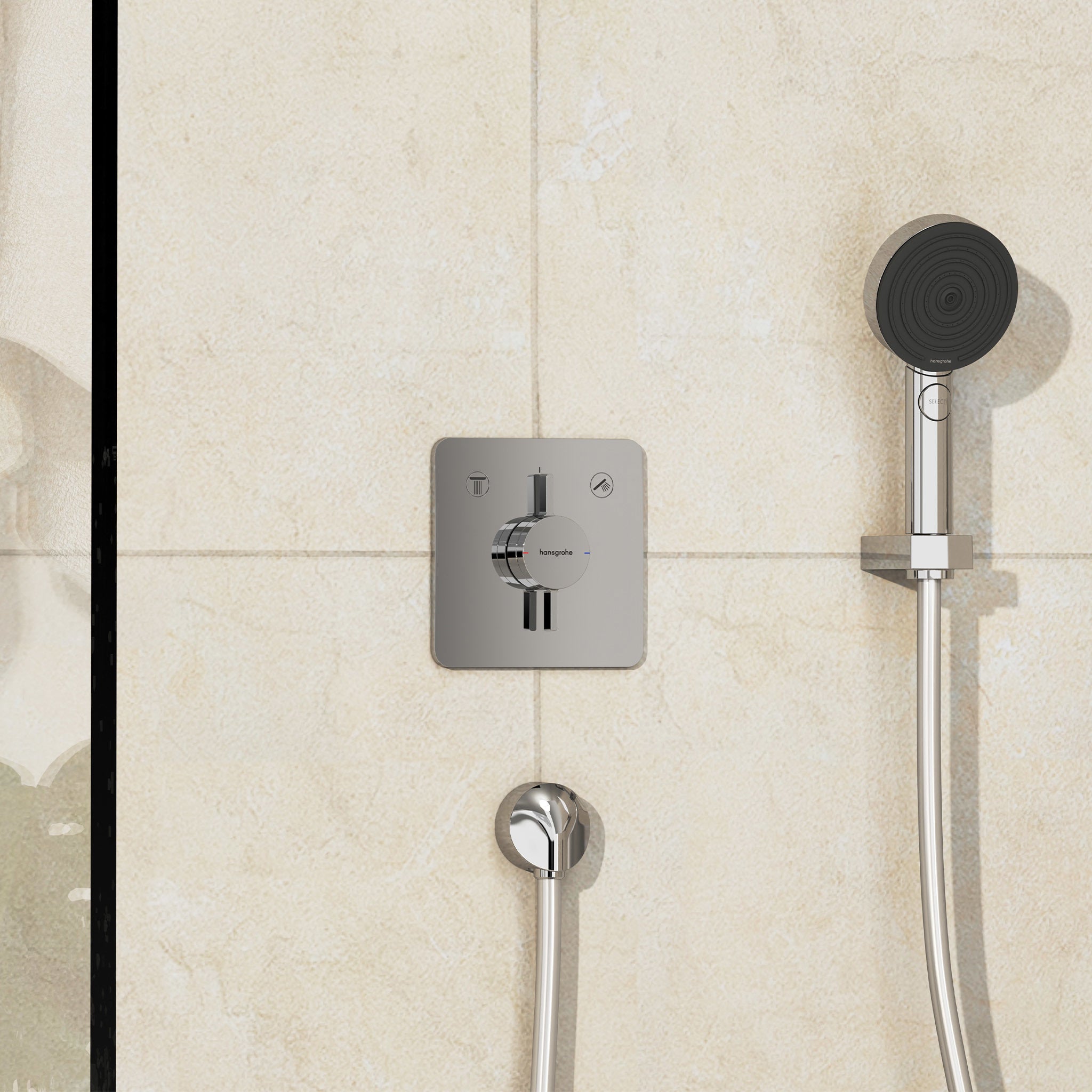 HANSGROHE DuoTurn Brusearmatur 155x155mm indb 2udtag metal/kunst