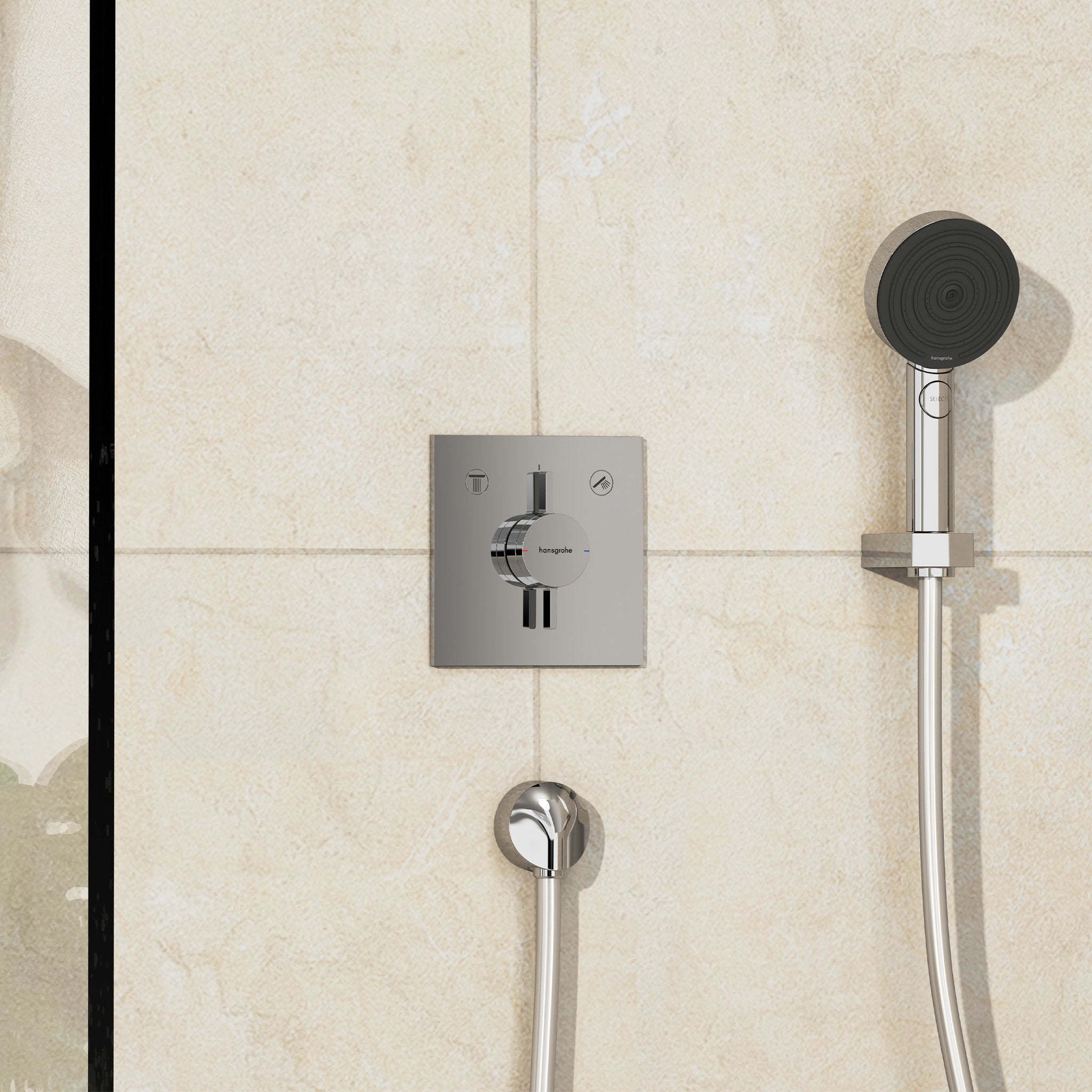 HANSGROHE DuoTurn Brusearmatur 155x155mm indb 2udtag metal/kunst