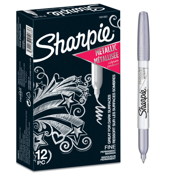 Sharpie permanent marker, rund spids, metallic sølv