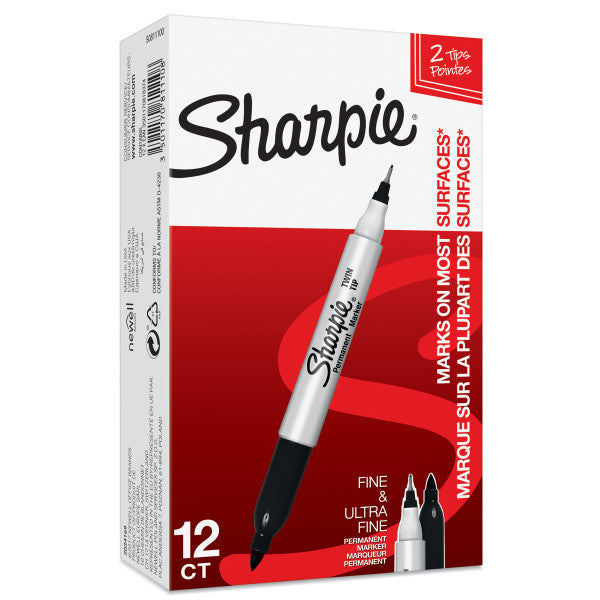 Sharpie permanent marker twin tip, dobbeltsidet, sort