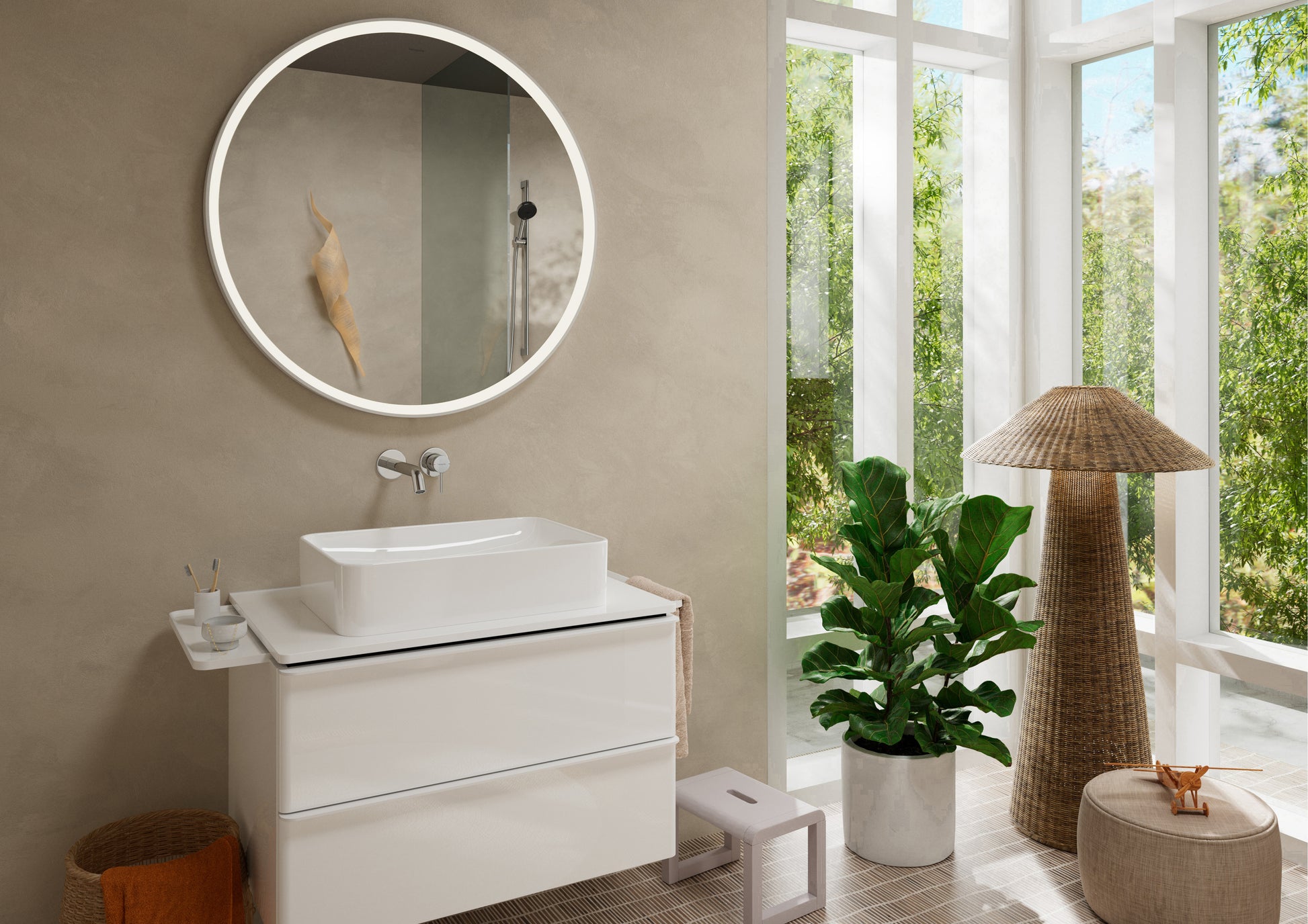 hansgrohe Tecturis S håndvaskarmatur EcoSmart+ til 2-huls indbygning i væg med 22,5 cm tud Krom