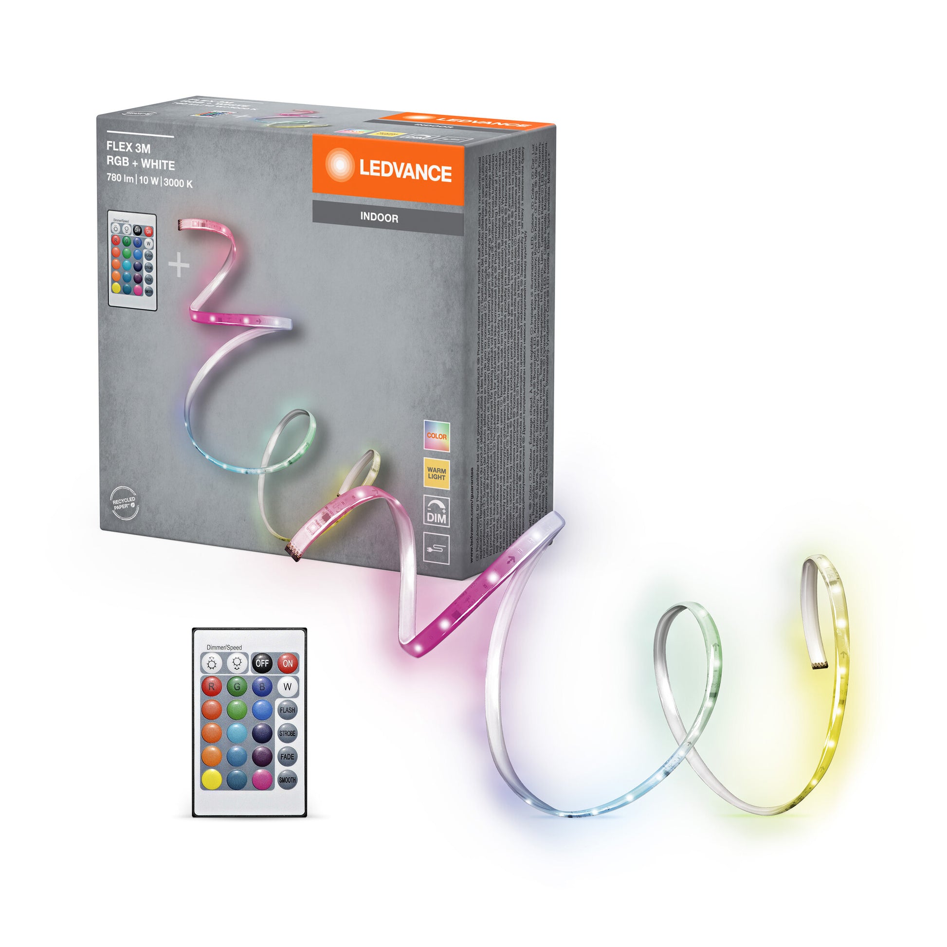 Ledvance Flex 780lm 10W/830+RGB fjernbetjening 780lm 120° 3M