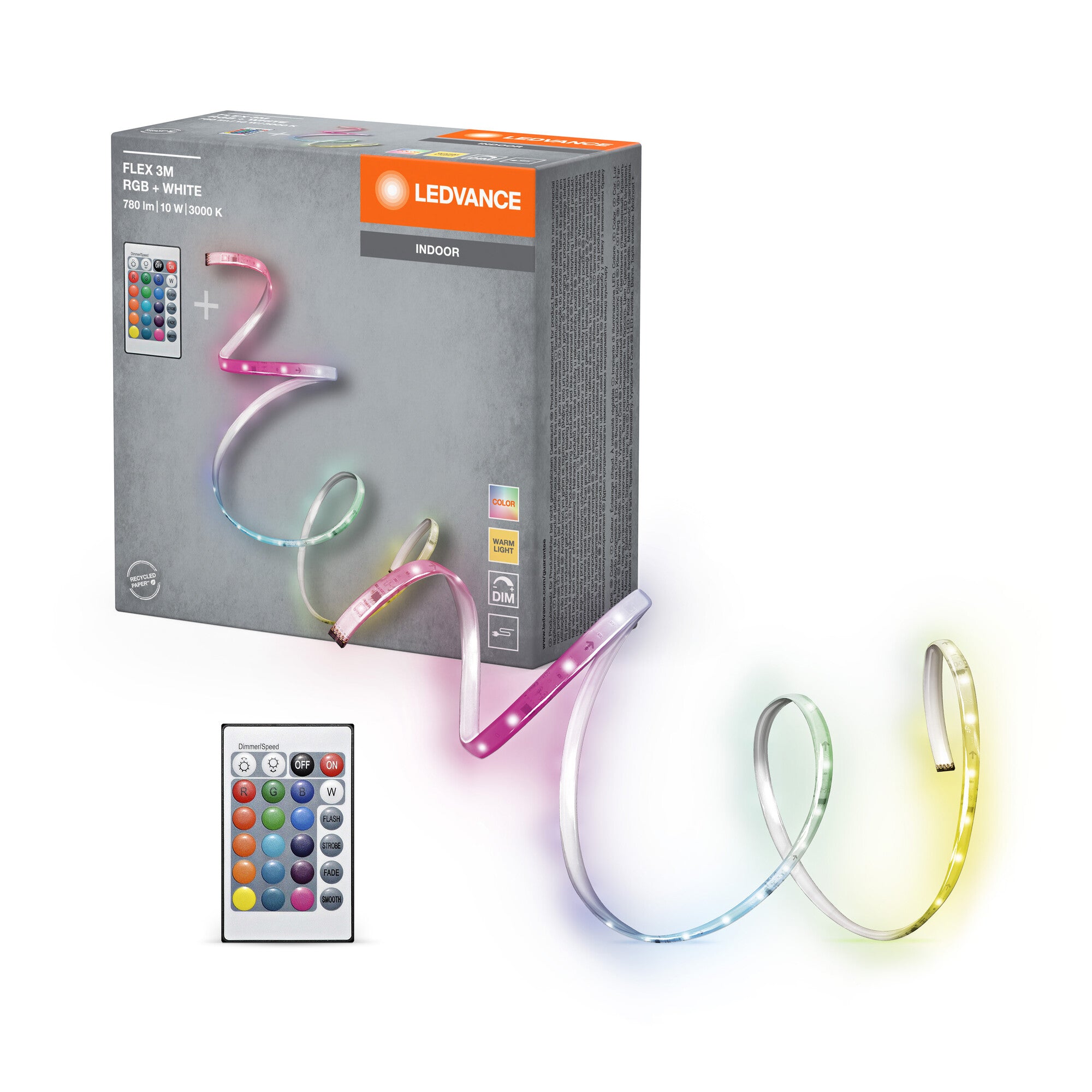 Ledvance Flex 780lm 10W/830+RGB fjernbetjening 780lm 120° 3M