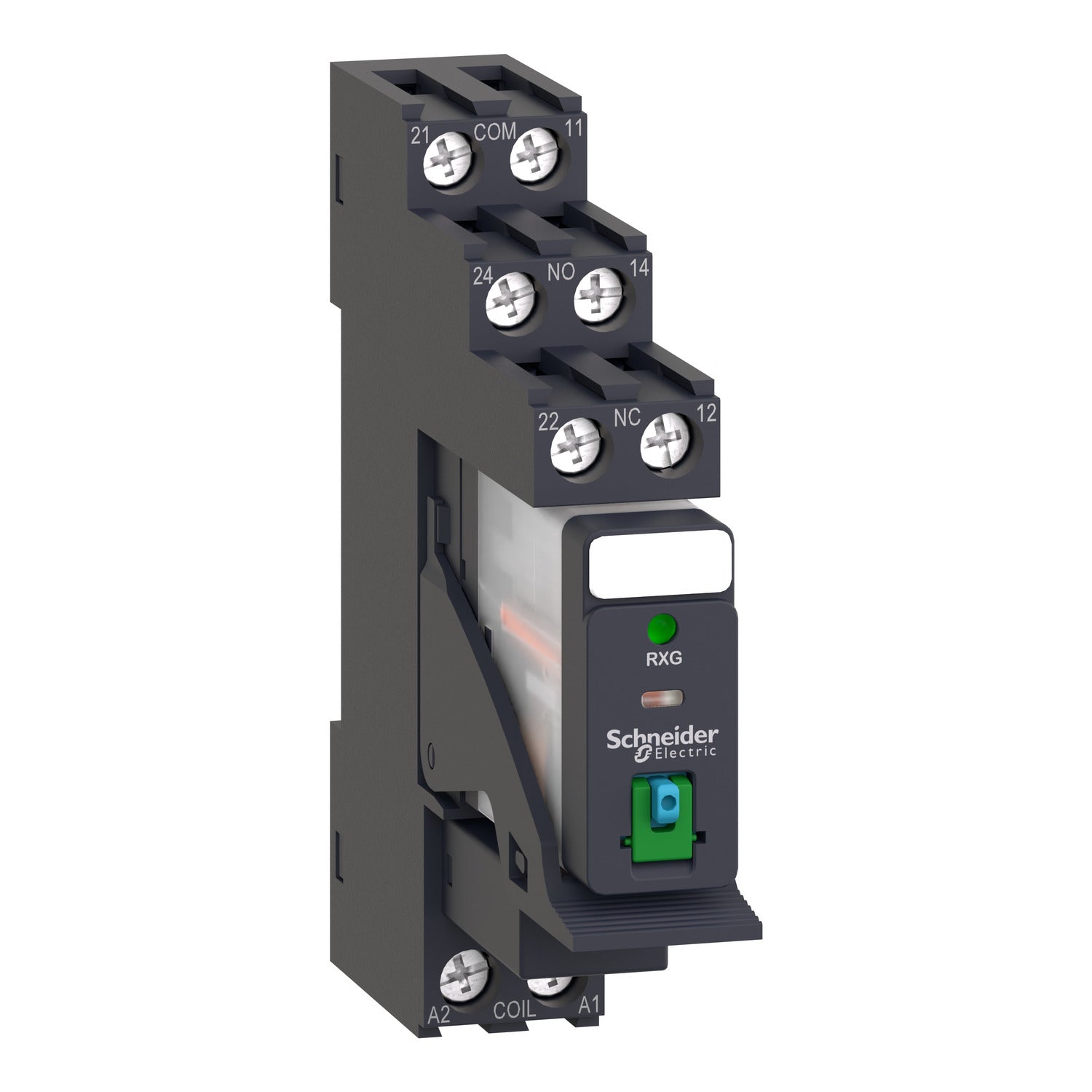 RXG RELÆ M/SOKKEL+LED+TEST 2C/O 24VDC