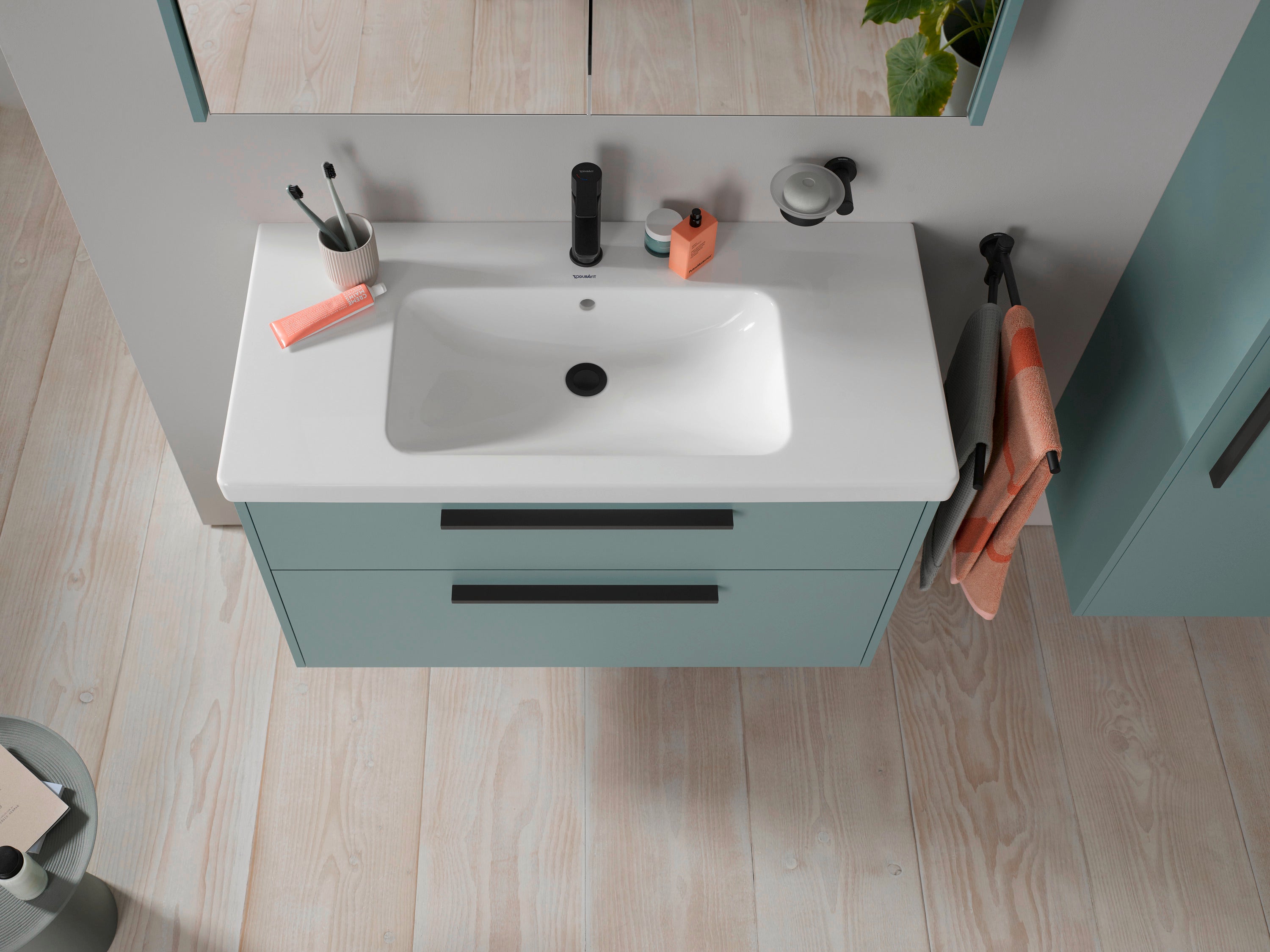 Duravit D-Code håndvask, 1000 x 480 mm, med hanehul og overløb