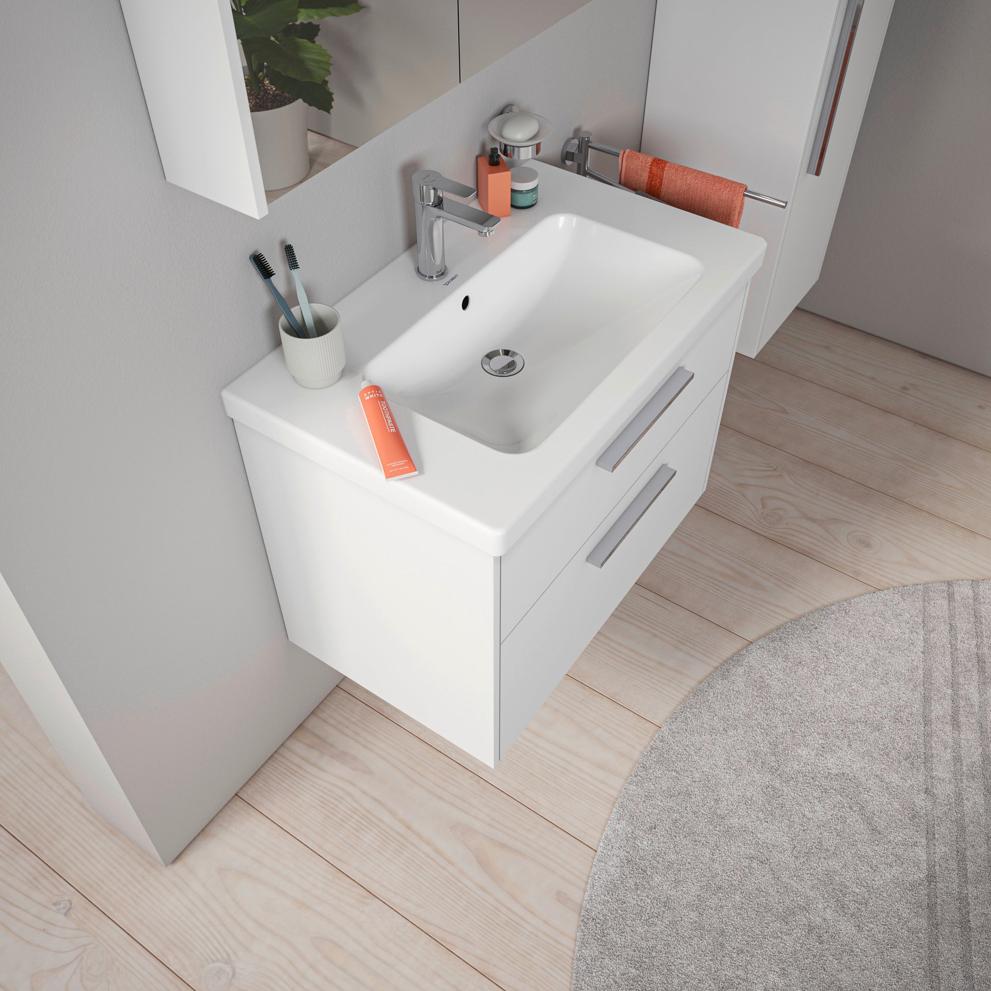 Duravit D-Code håndvask, 800 x 480 mm, med hanehul og overløb