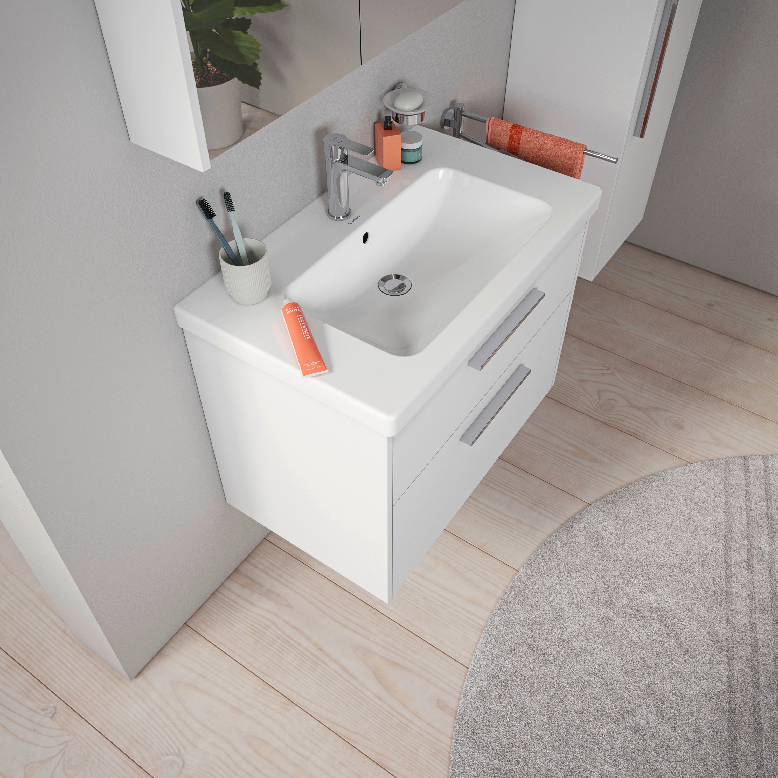 Duravit D-Code håndvask, 800 x 480 mm, med hanehul og overløb