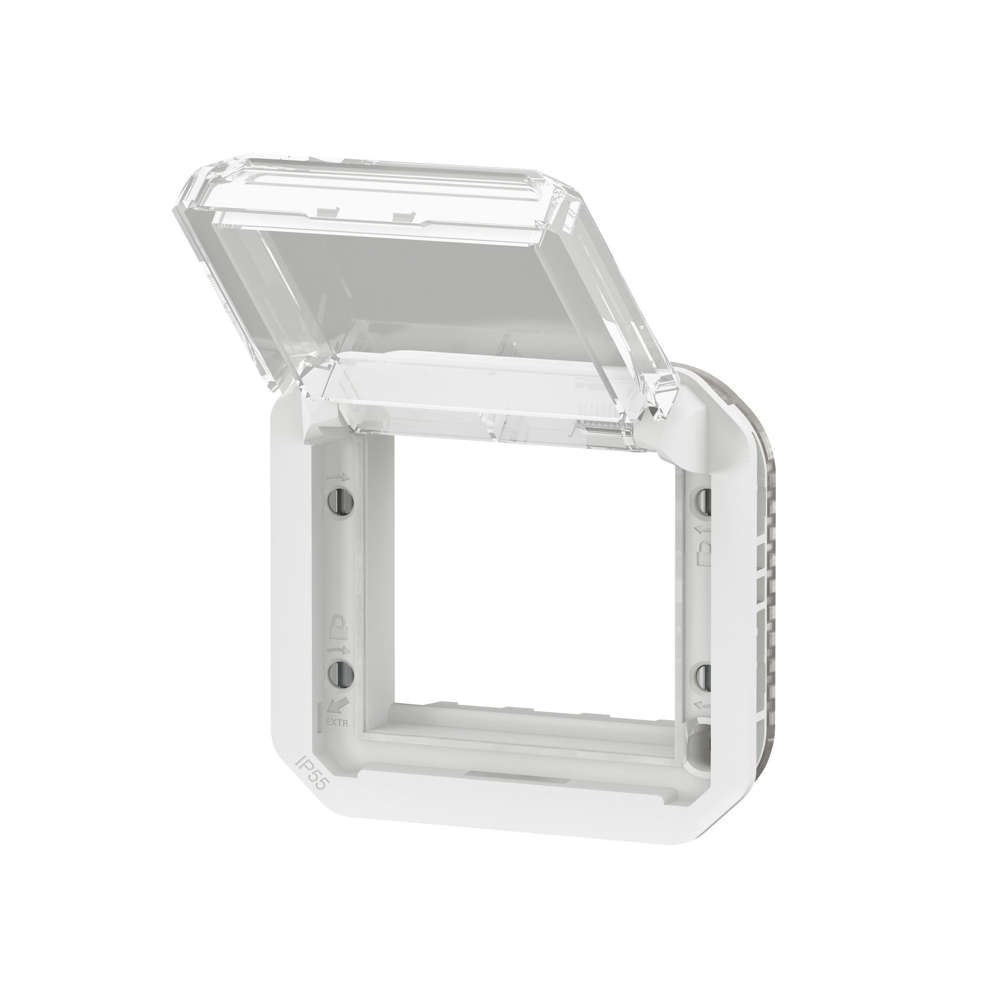 PLEXO 55 IP55 Mosaic adaptor 2 modul hvid, transparent klaplåg