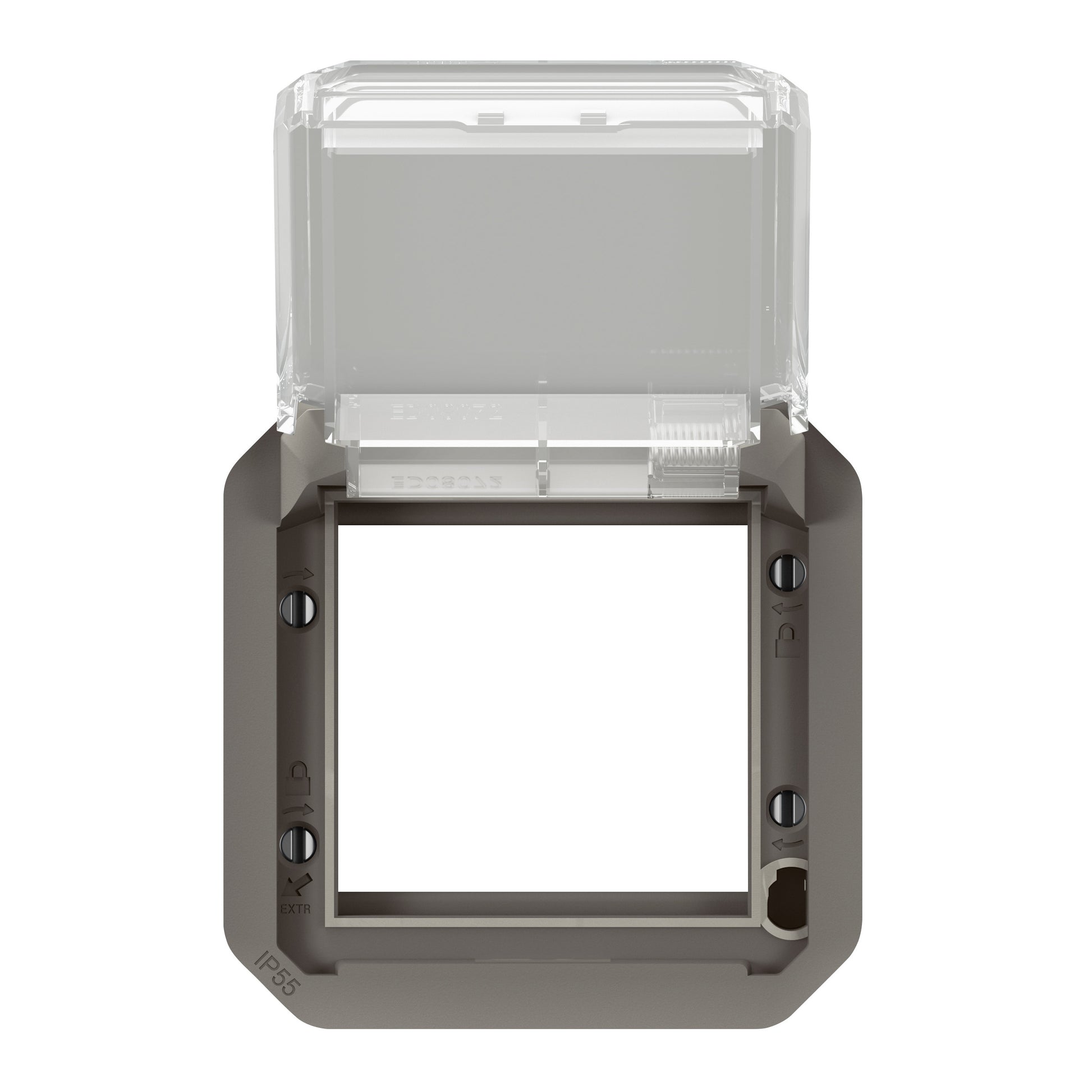 PLEXO 55 IP55 Mosaic adaptor 2 modul antracit, transparent klaplåg