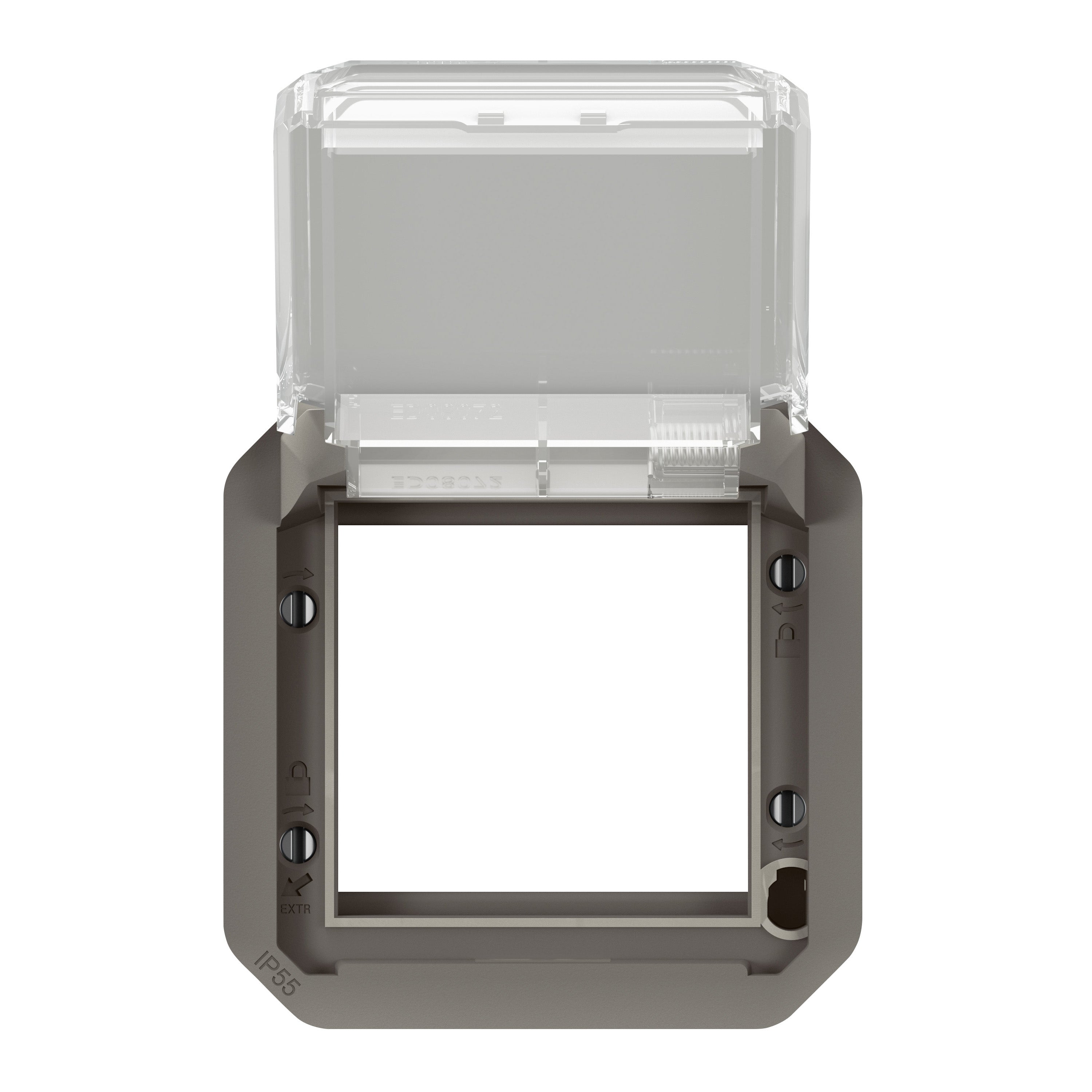 PLEXO 55 IP55 Mosaic adaptor 2 modul antracit, transparent klaplåg