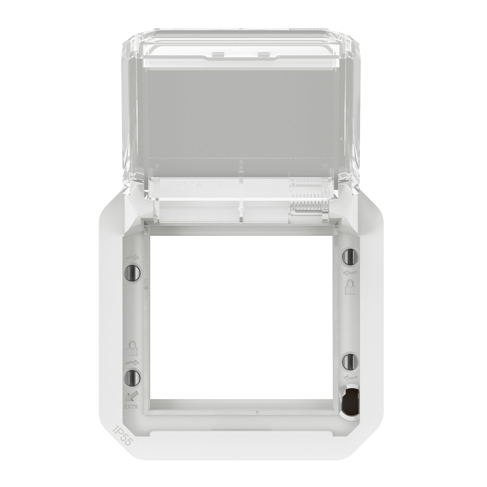 PLEXO 55 IP55 Mosaic adaptor 2 modul hvid, transparent klaplåg