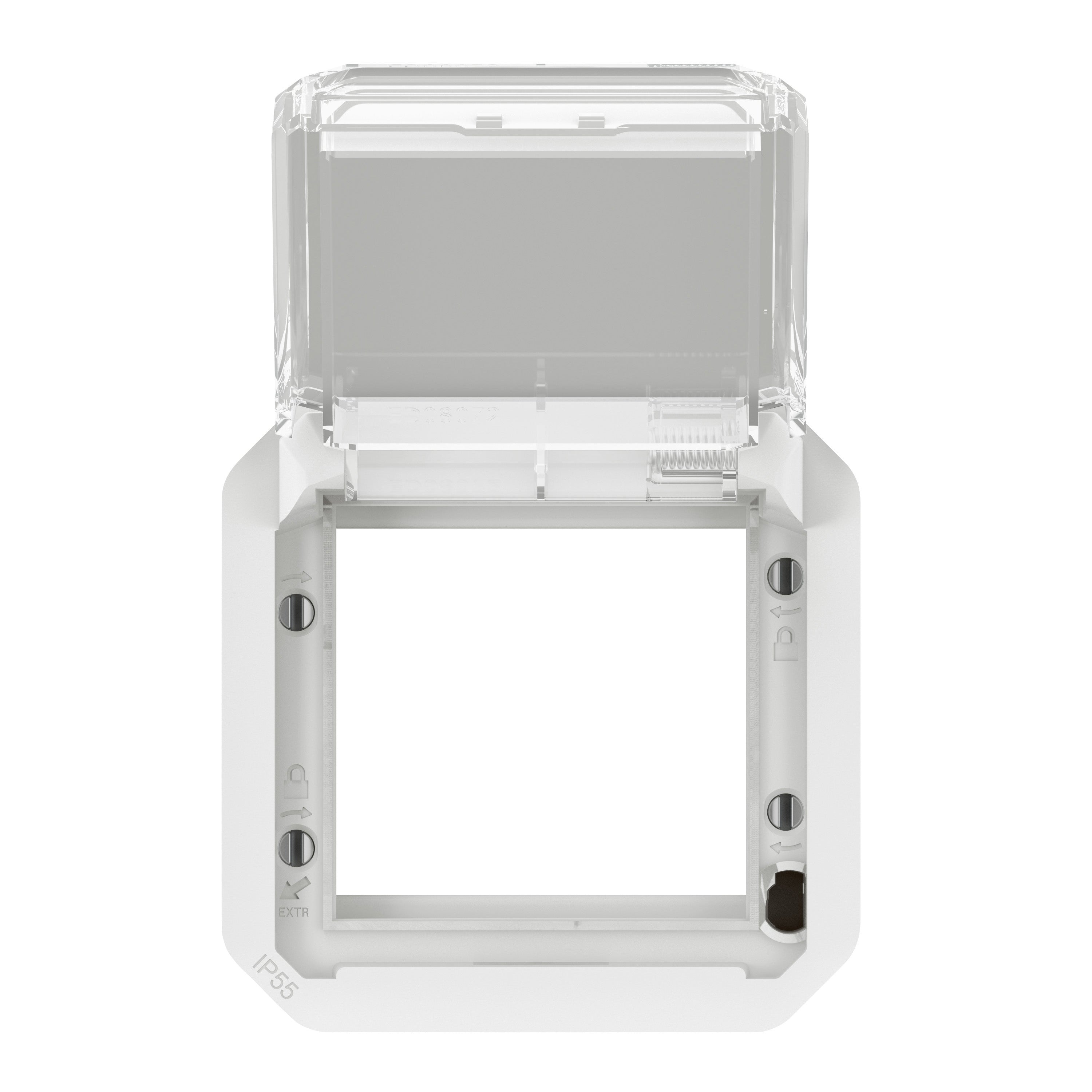 PLEXO 55 IP55 Mosaic adaptor 2 modul hvid, transparent klaplåg