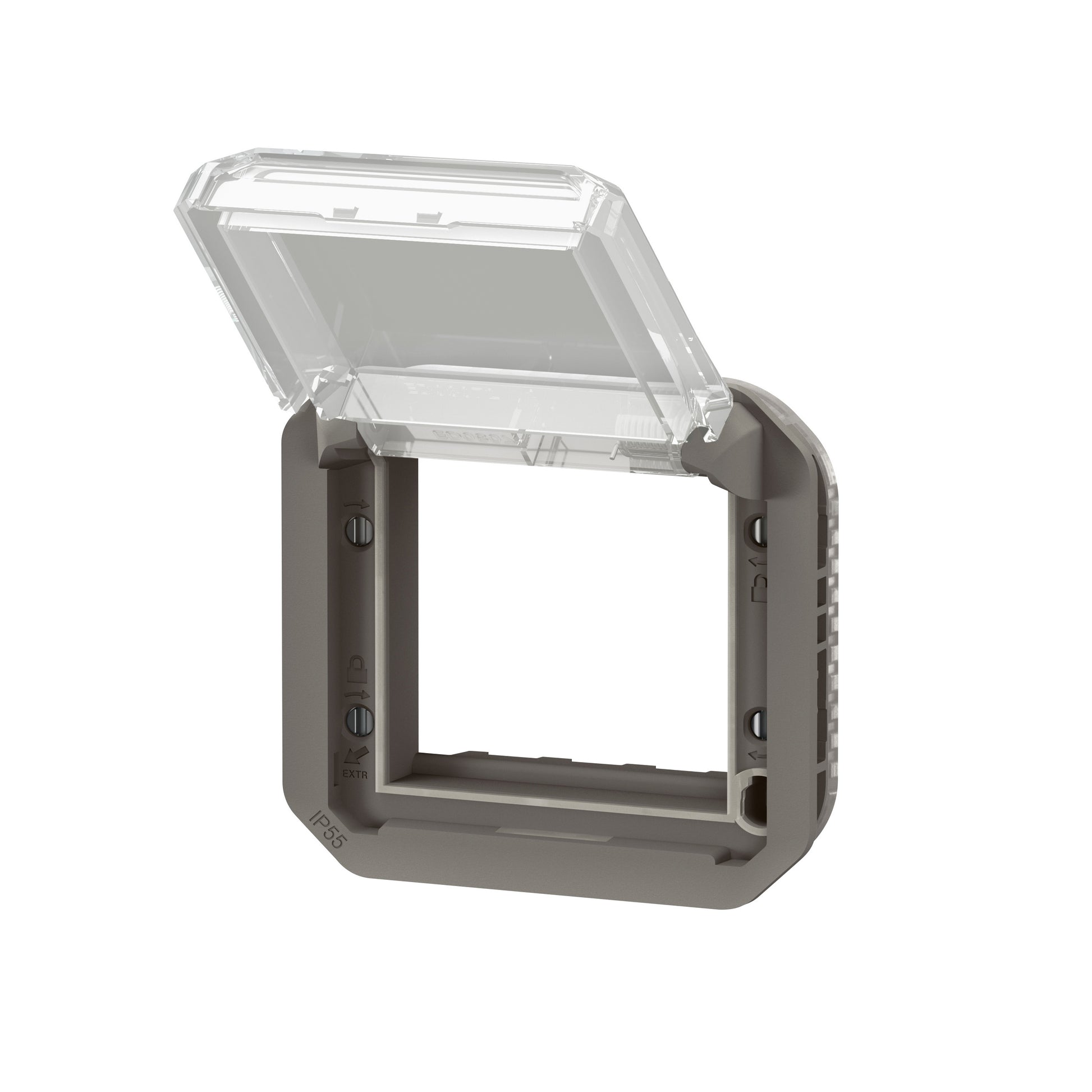 PLEXO 55 IP55 Mosaic adaptor 2 modul antracit, transparent klaplåg