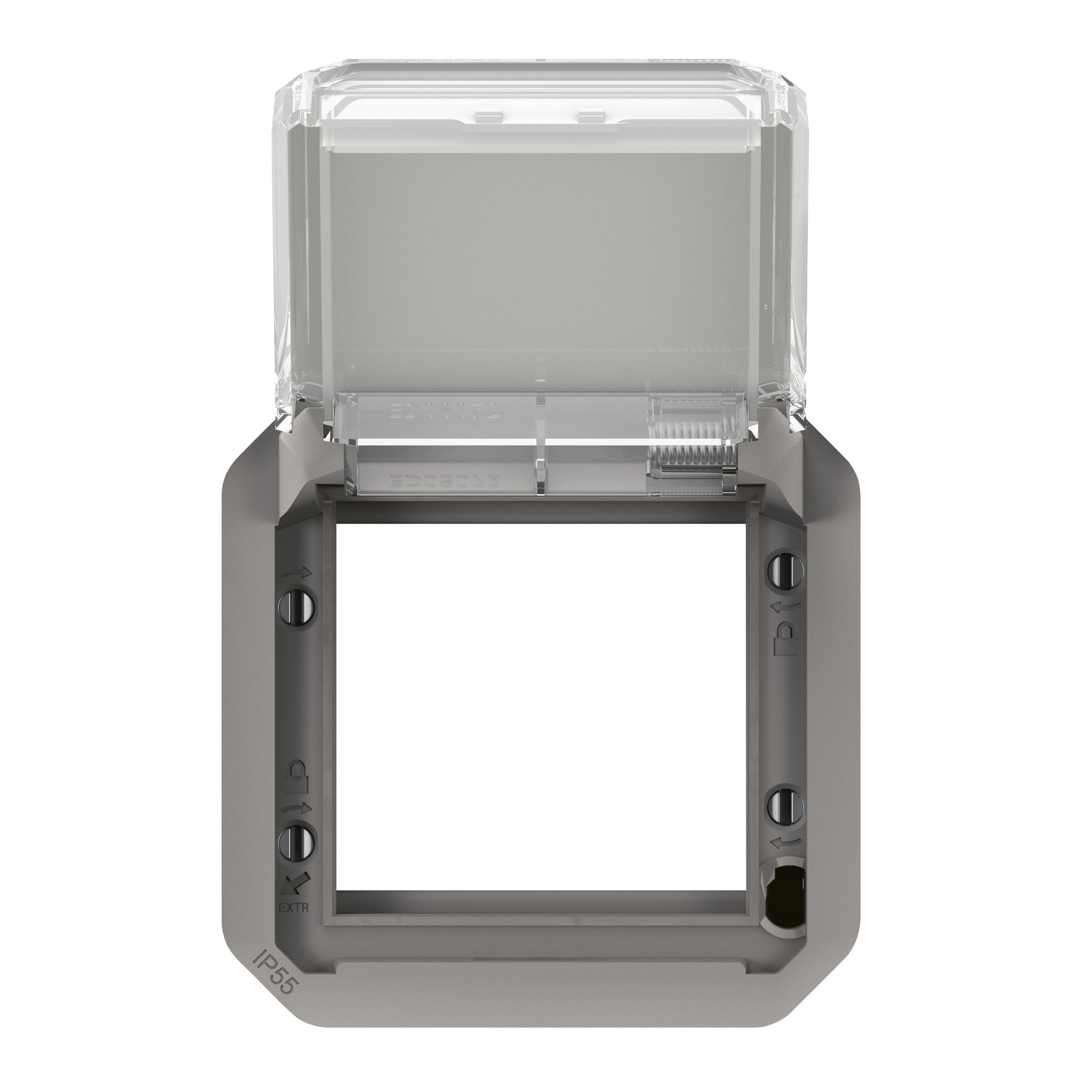 PLEXO 55 IP55 Mosaic adaptor 2 modul grå, transparent klaplåg