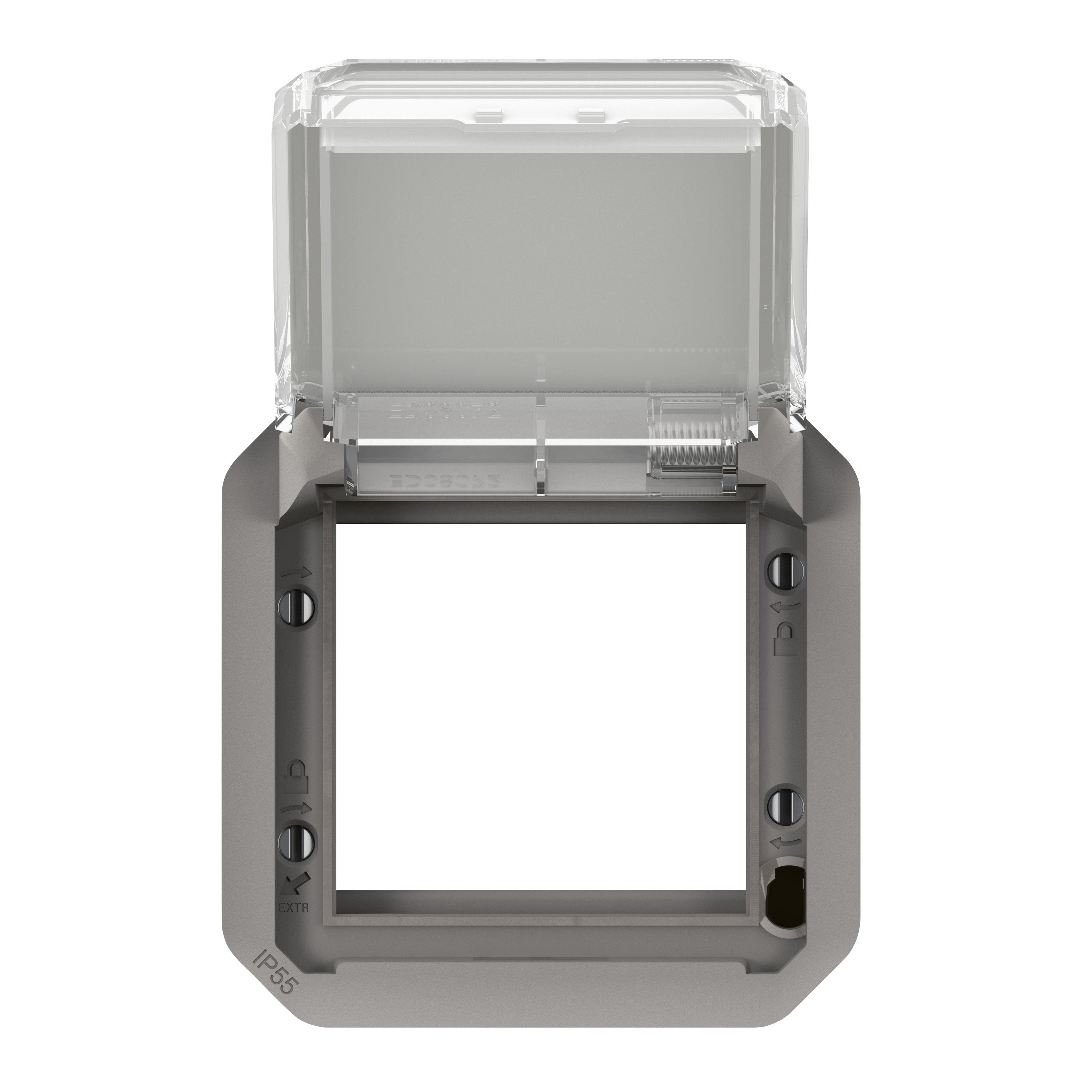 PLEXO 55 IP55 Mosaic adaptor 2 modul grå, transparent klaplåg