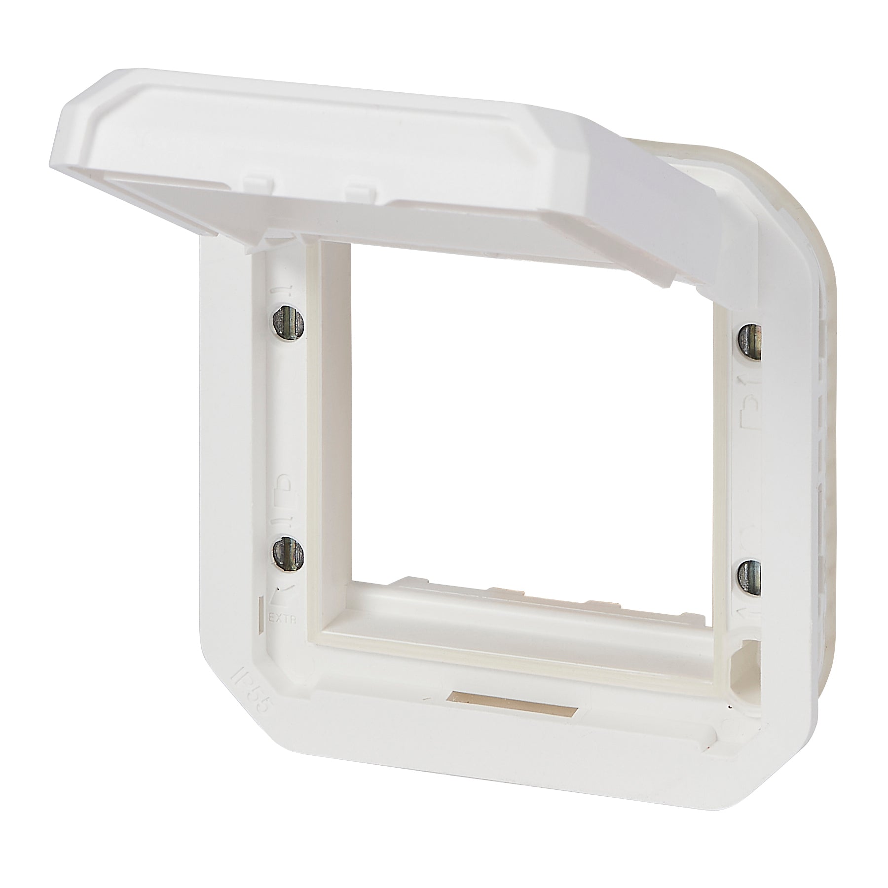 PLEXO 55 IP55 Mosaic adaptor 2 modul hvid, Hvidt klaplåg