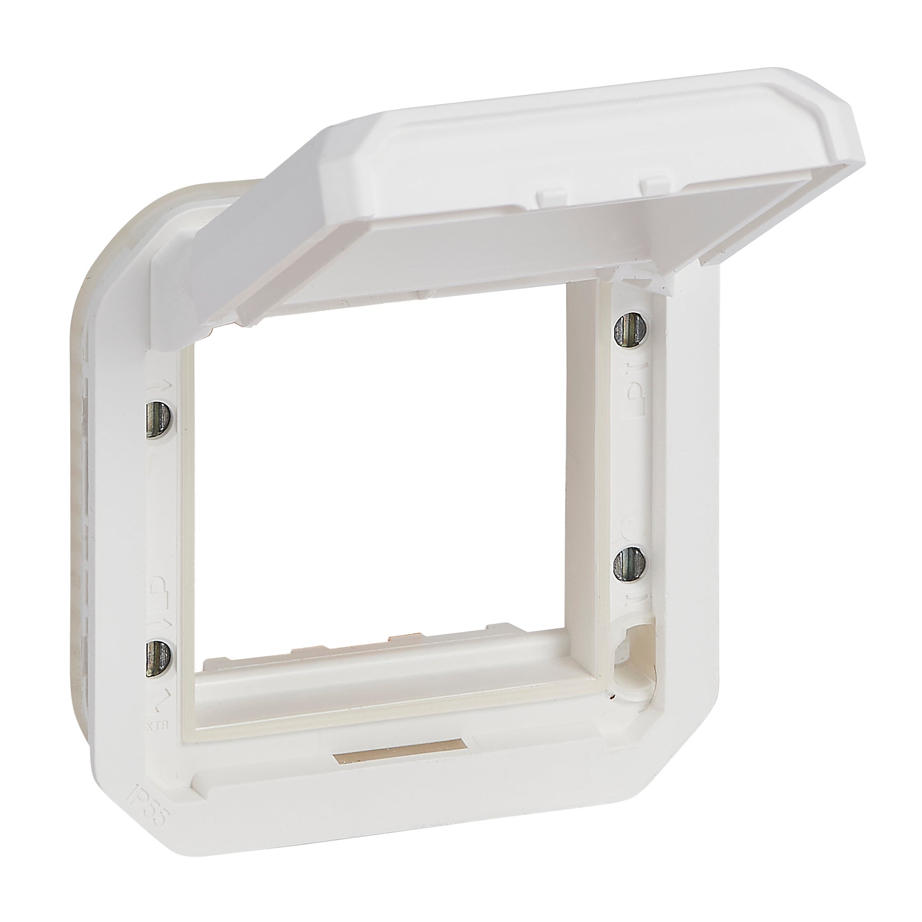 PLEXO 55 IP55 Mosaic adaptor 2 modul hvid, Hvidt klaplåg