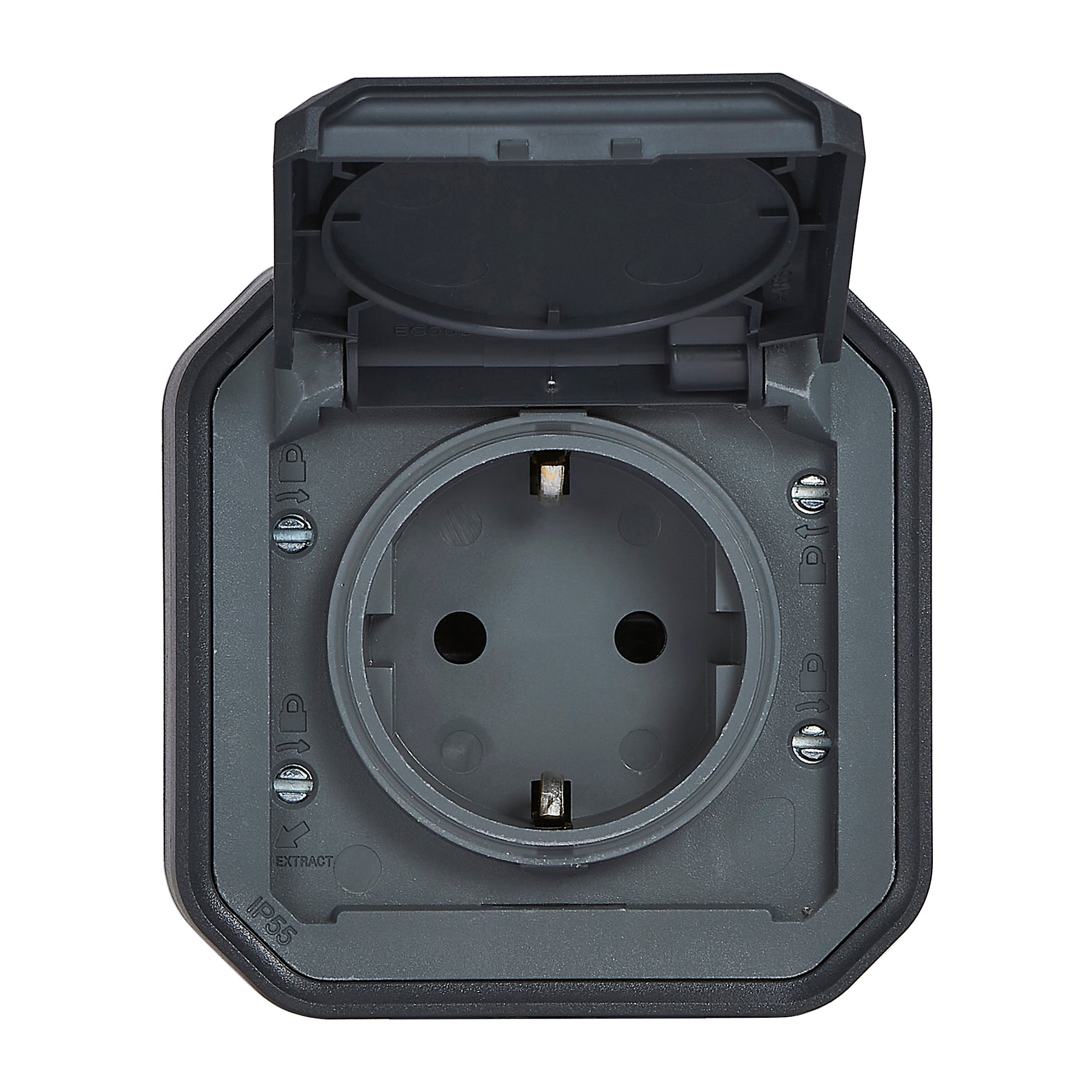 PLEXO55 komplet Schuko stikkontakt auto terminal 16A 2M antracit