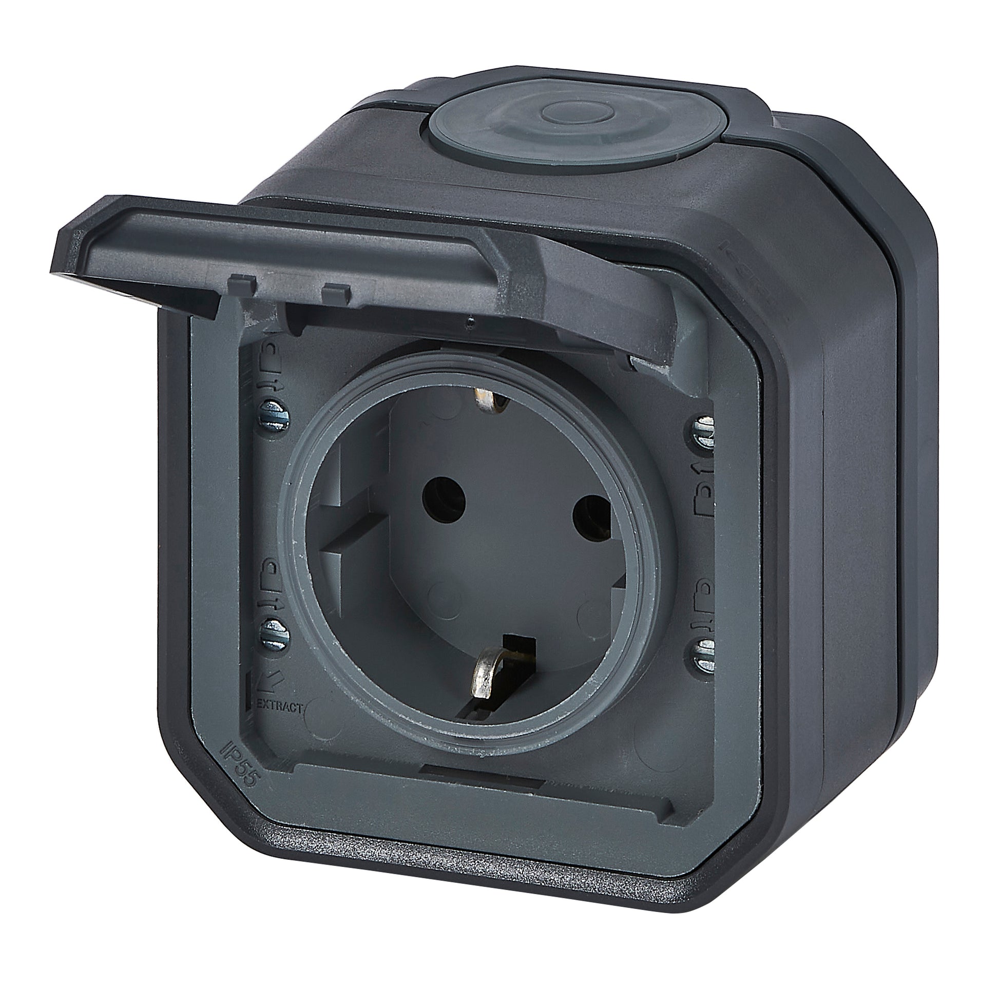 PLEXO55 komplet Schuko stikkontakt auto terminal 16A 2M antracit