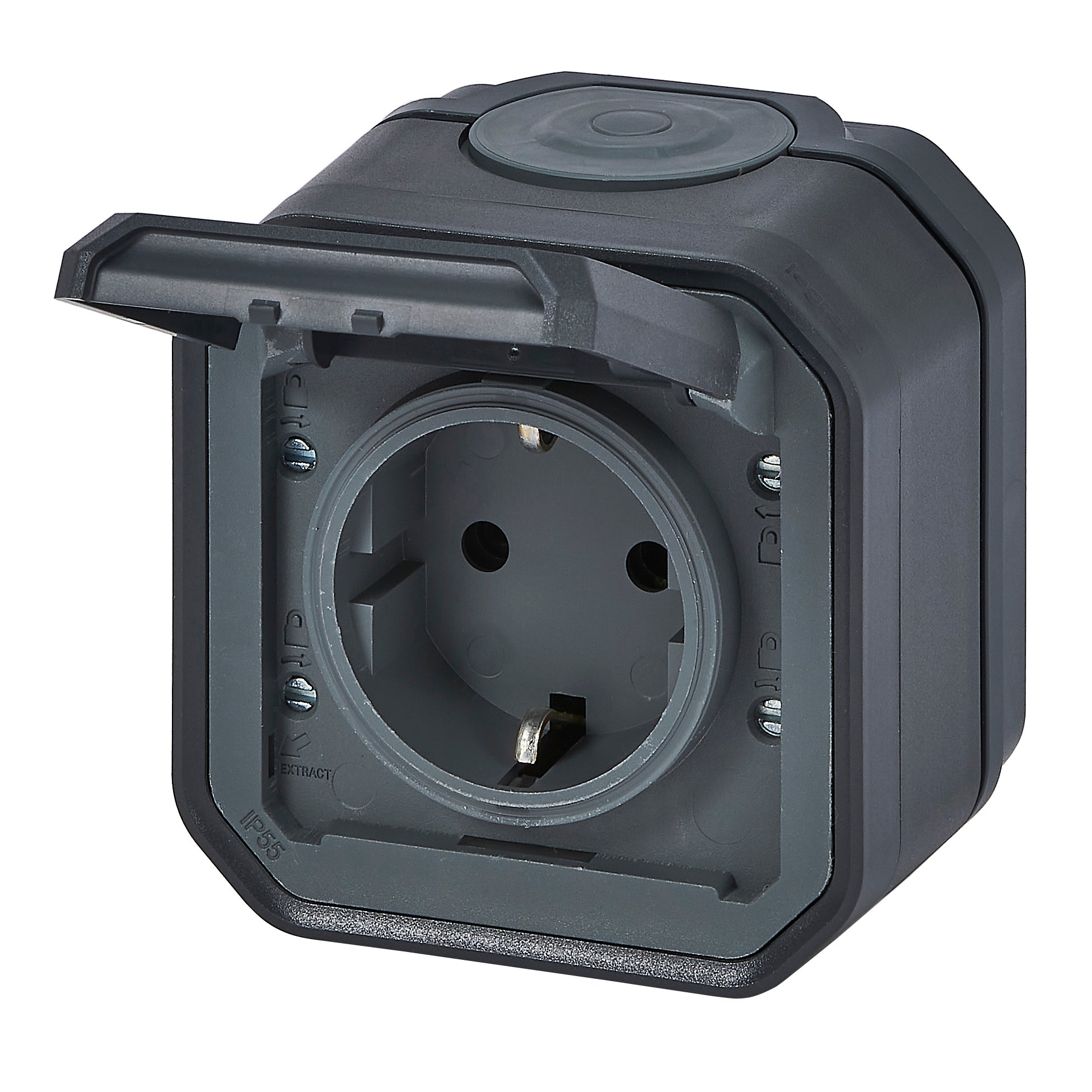 PLEXO55 komplet Schuko stikkontakt auto terminal 16A 2M antracit