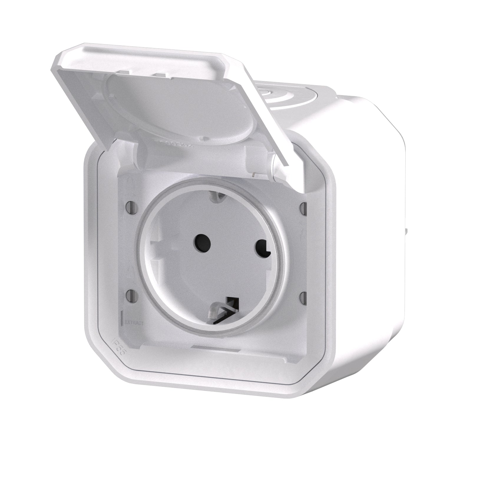 PLEXO55 komplet Schuko stikkontakt auto terminal 16A 2M hvid