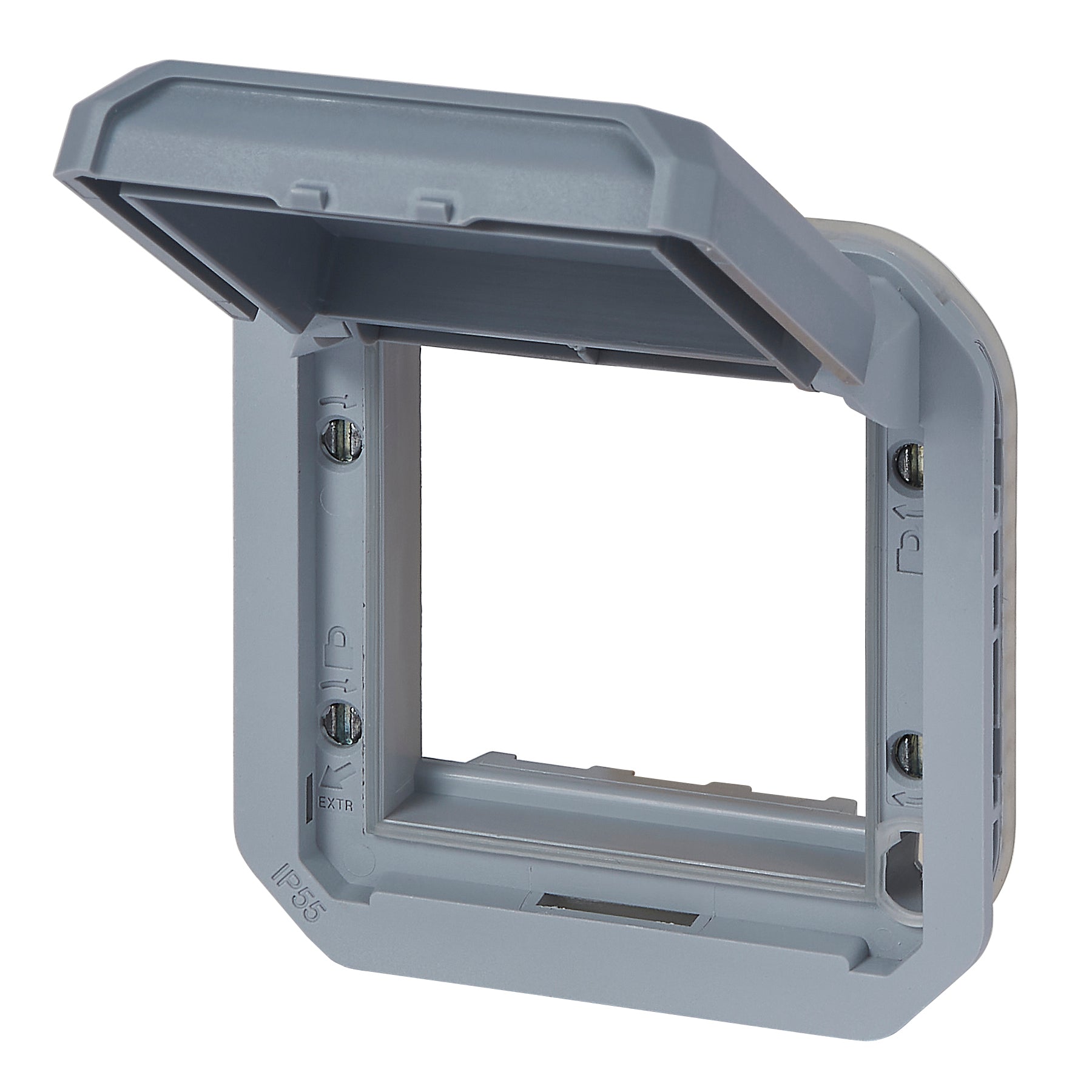 PLEXO 55 IP55 Mosaic adaptor 2 modul grå, gråt klaplåg