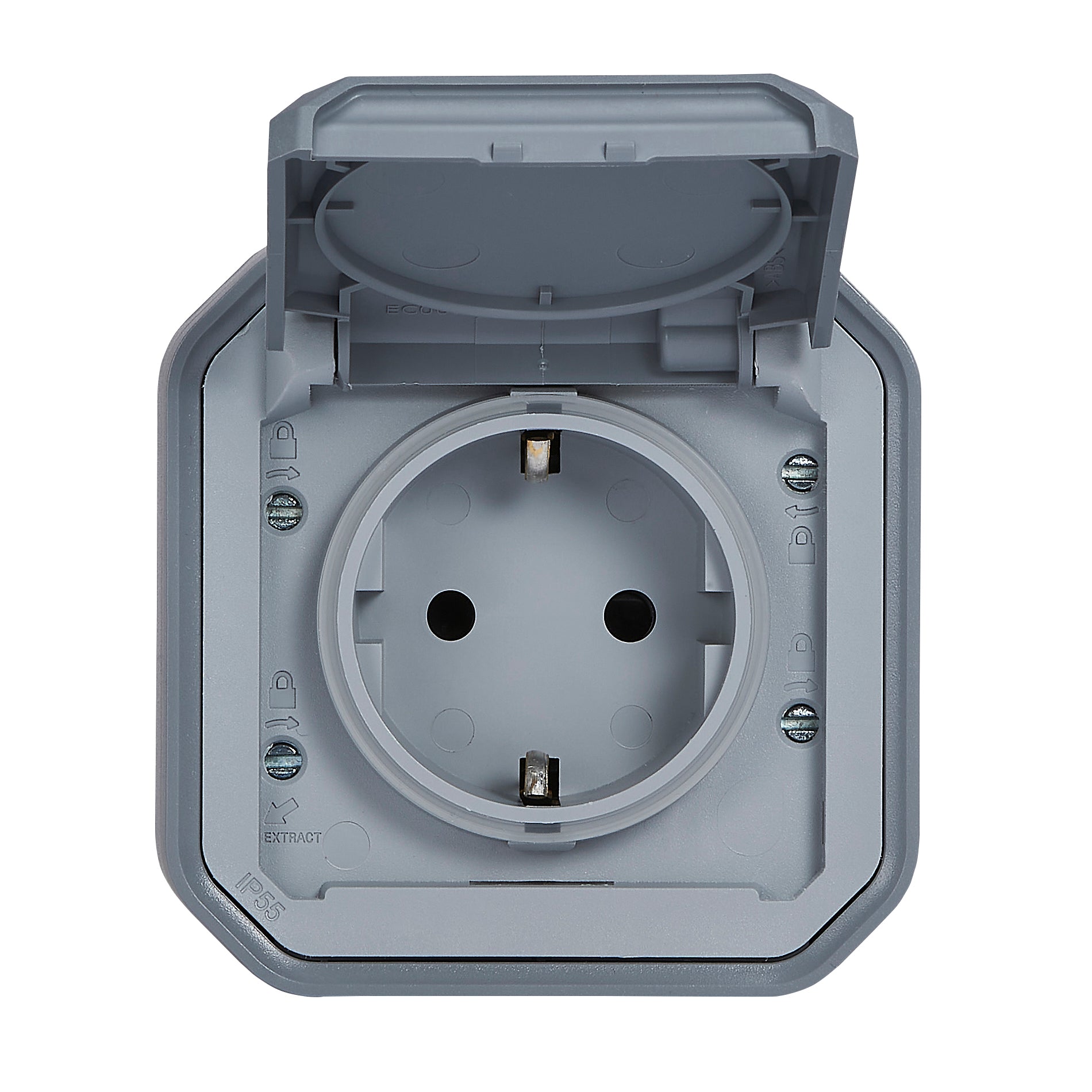 PLEXO55 SCHUKO AUTO 16A 2M GRÅ