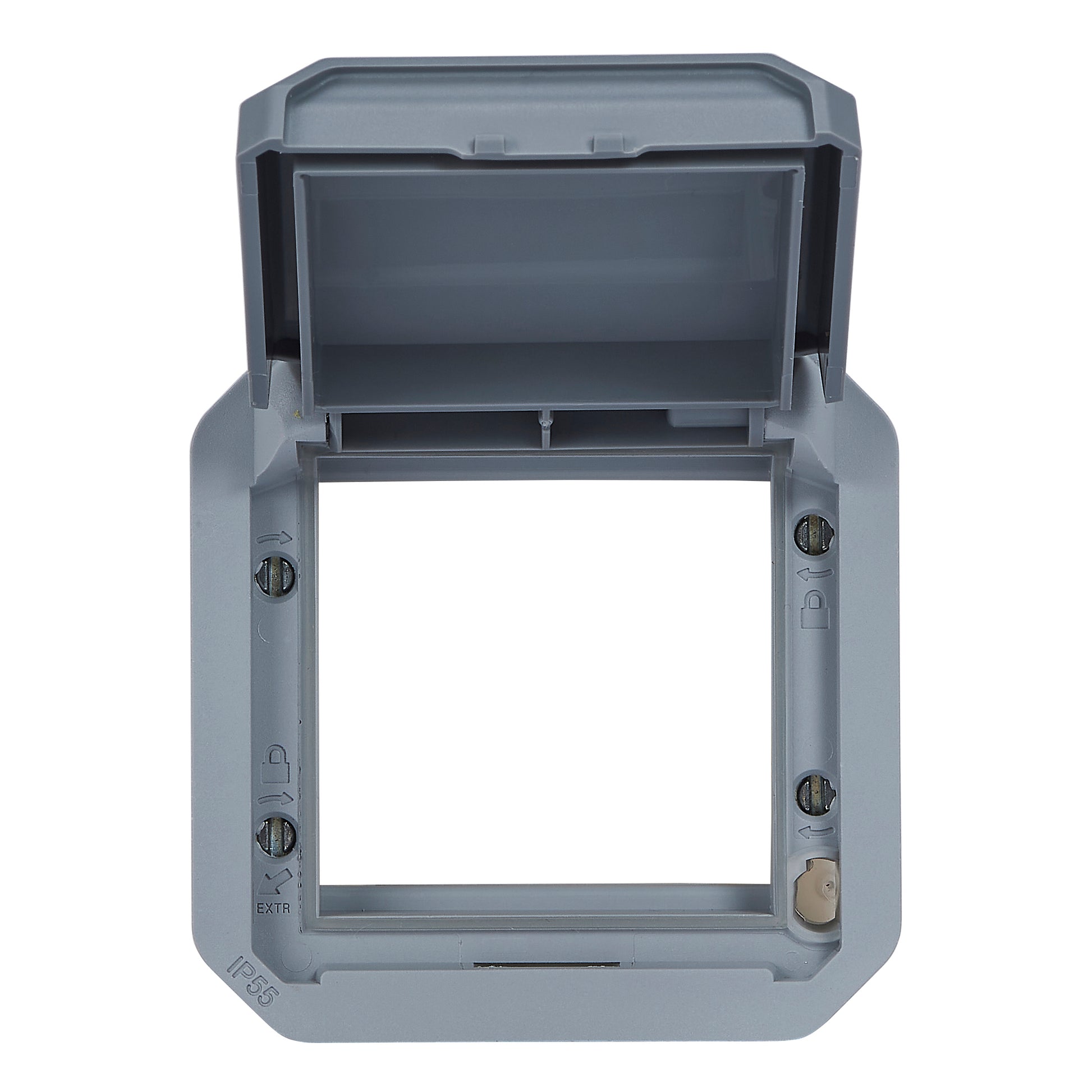 PLEXO 55 IP55 Mosaic adaptor 2 modul grå, gråt klaplåg