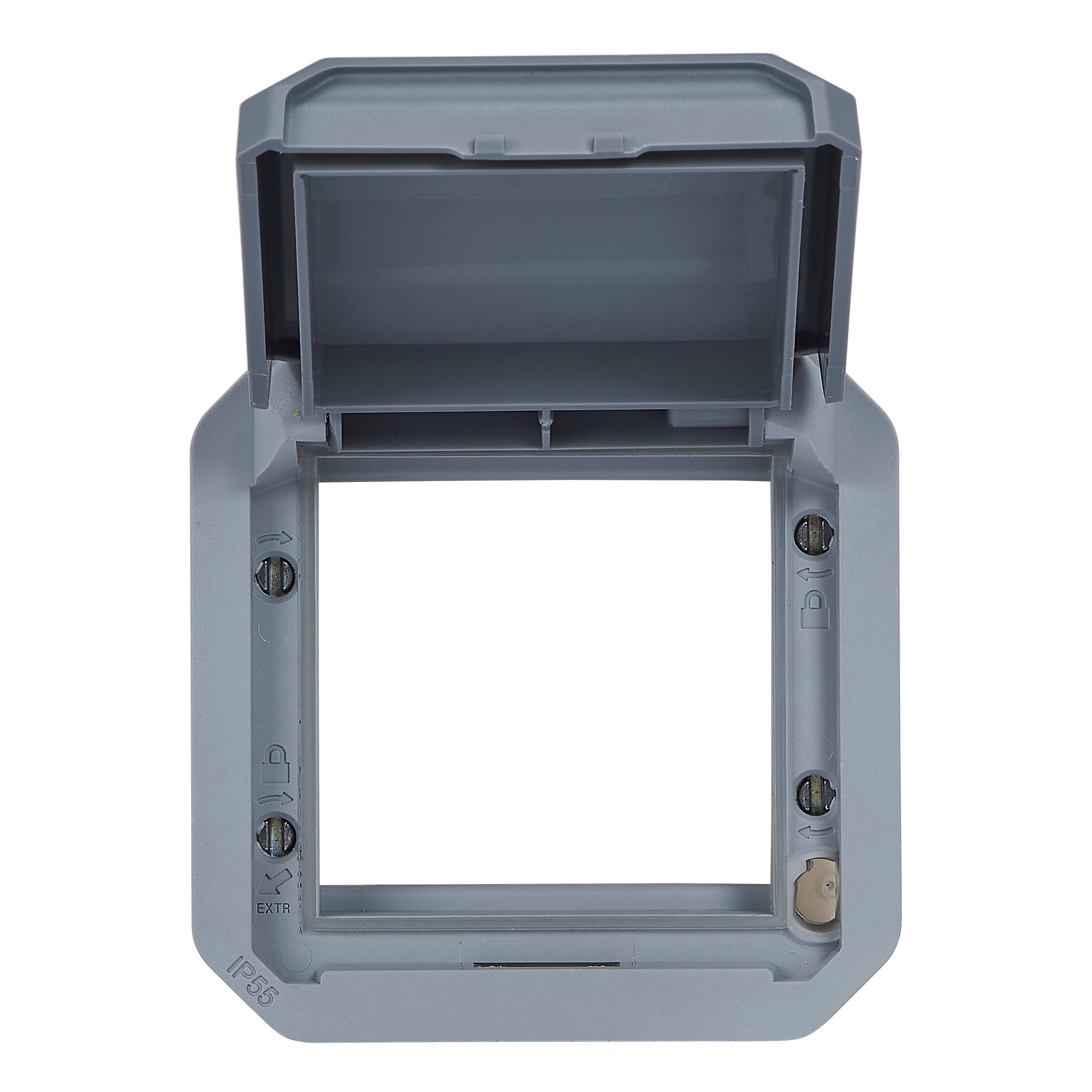 PLEXO 55 IP55 Mosaic adaptor 2 modul grå, gråt klaplåg