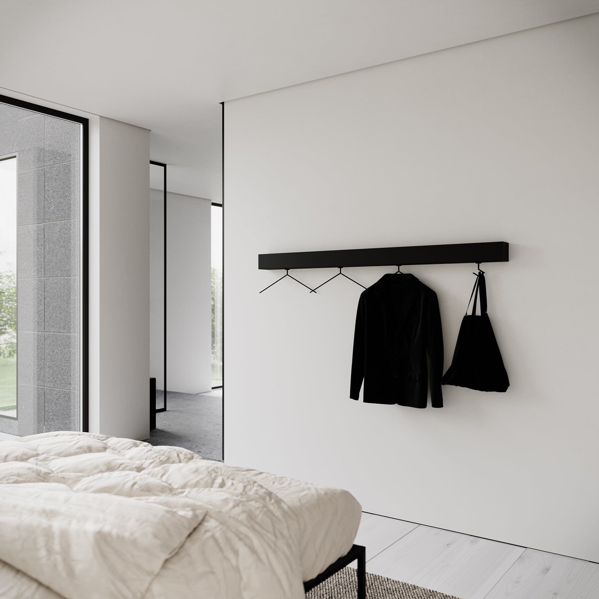 Nichba hylde u-formet 40 cm sort pulverlakeret