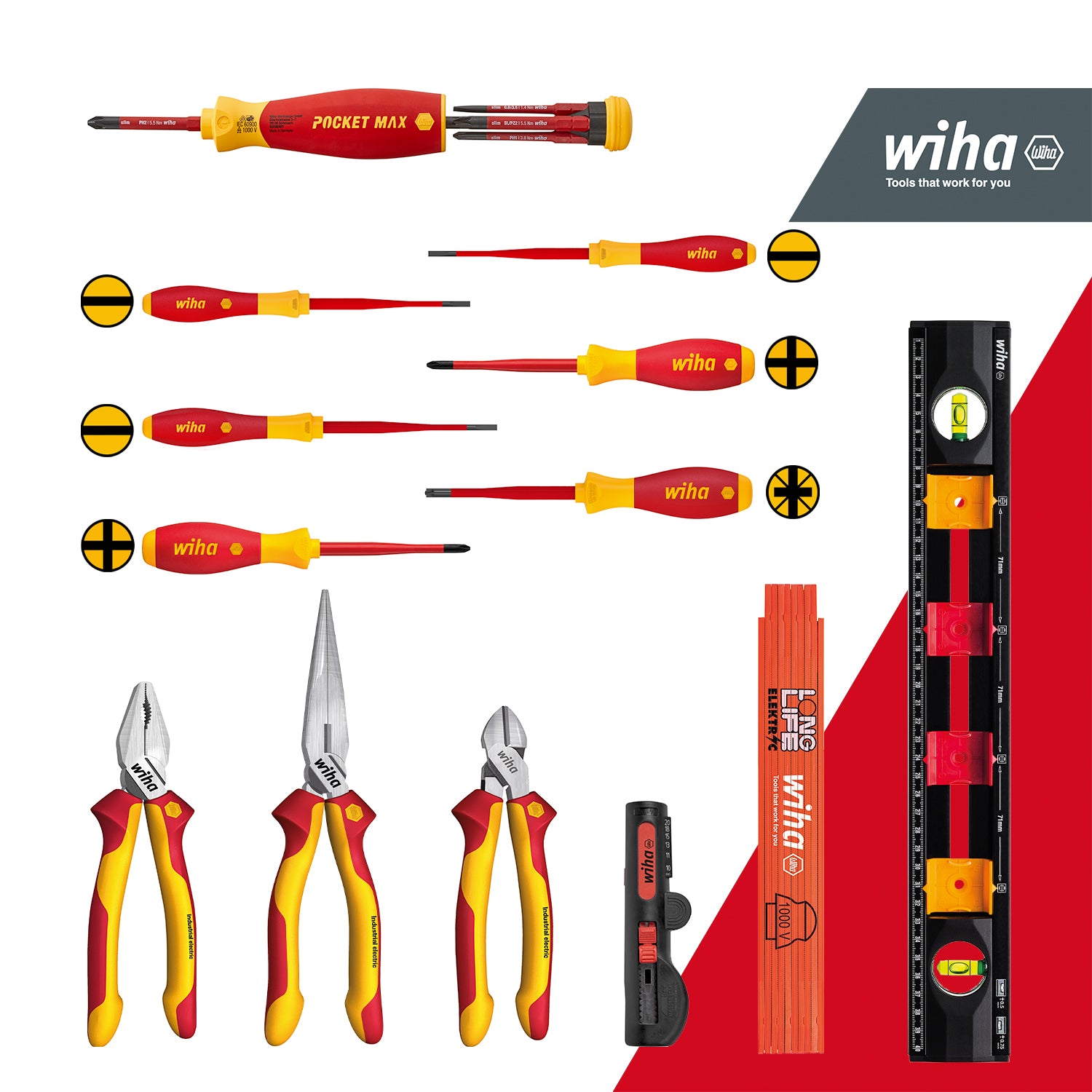 Wiha L-Kuffert, Basic electric med 1000V værktøjer, 18 dele
