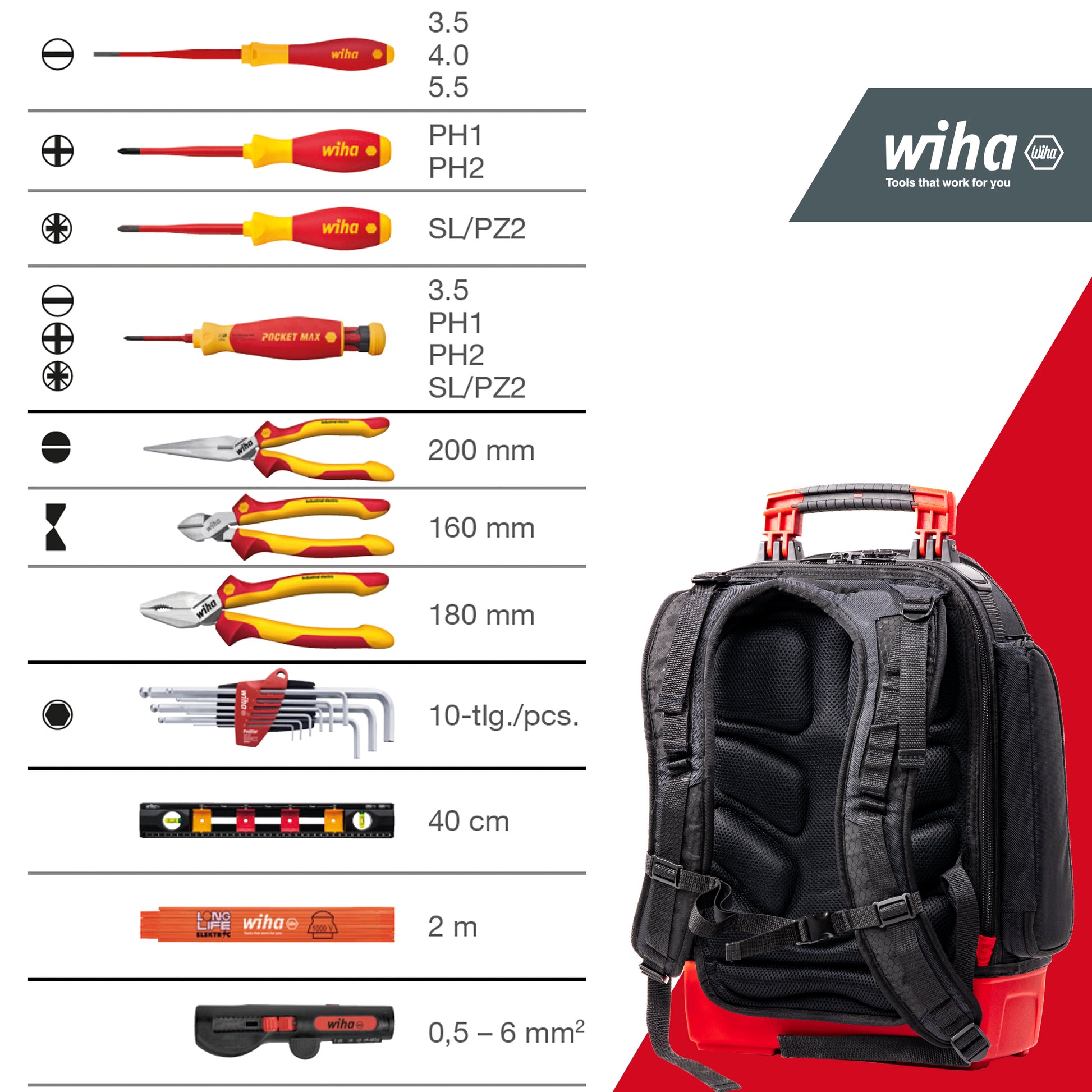 WIHA ELECTRIC RYGSÆK, 28 DELE 1000V