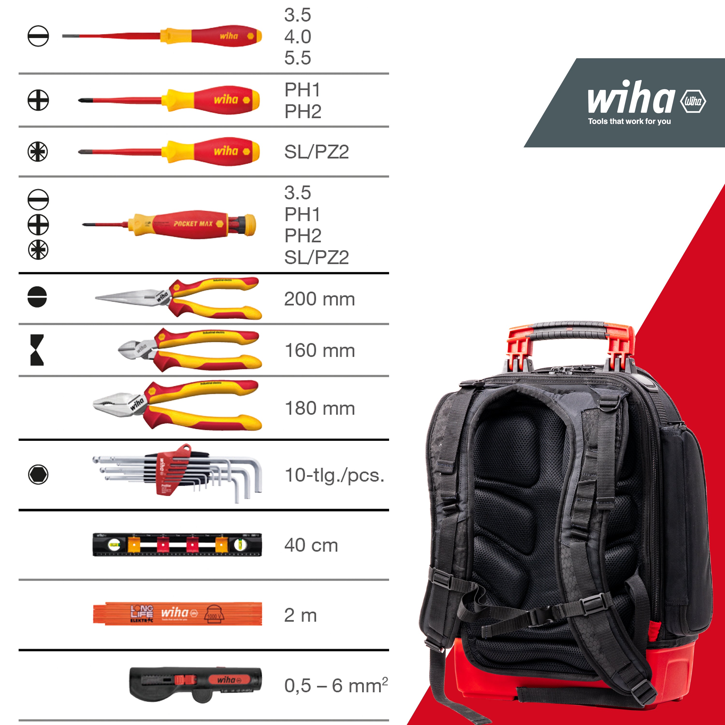 WIHA ELECTRIC RYGSÆK, 28 DELE 1000V