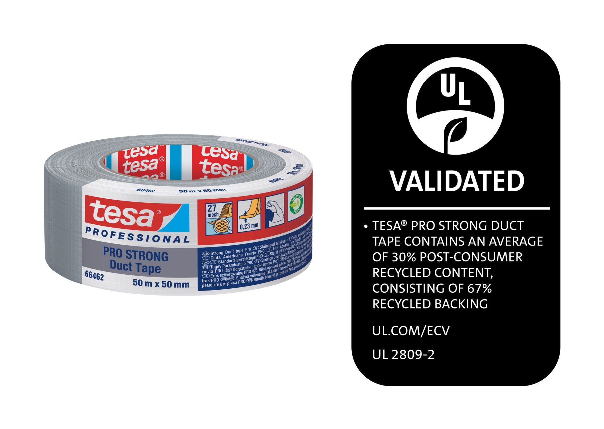 Tesa lærredstape PRO 66462, 50 mm x 50 m, grå