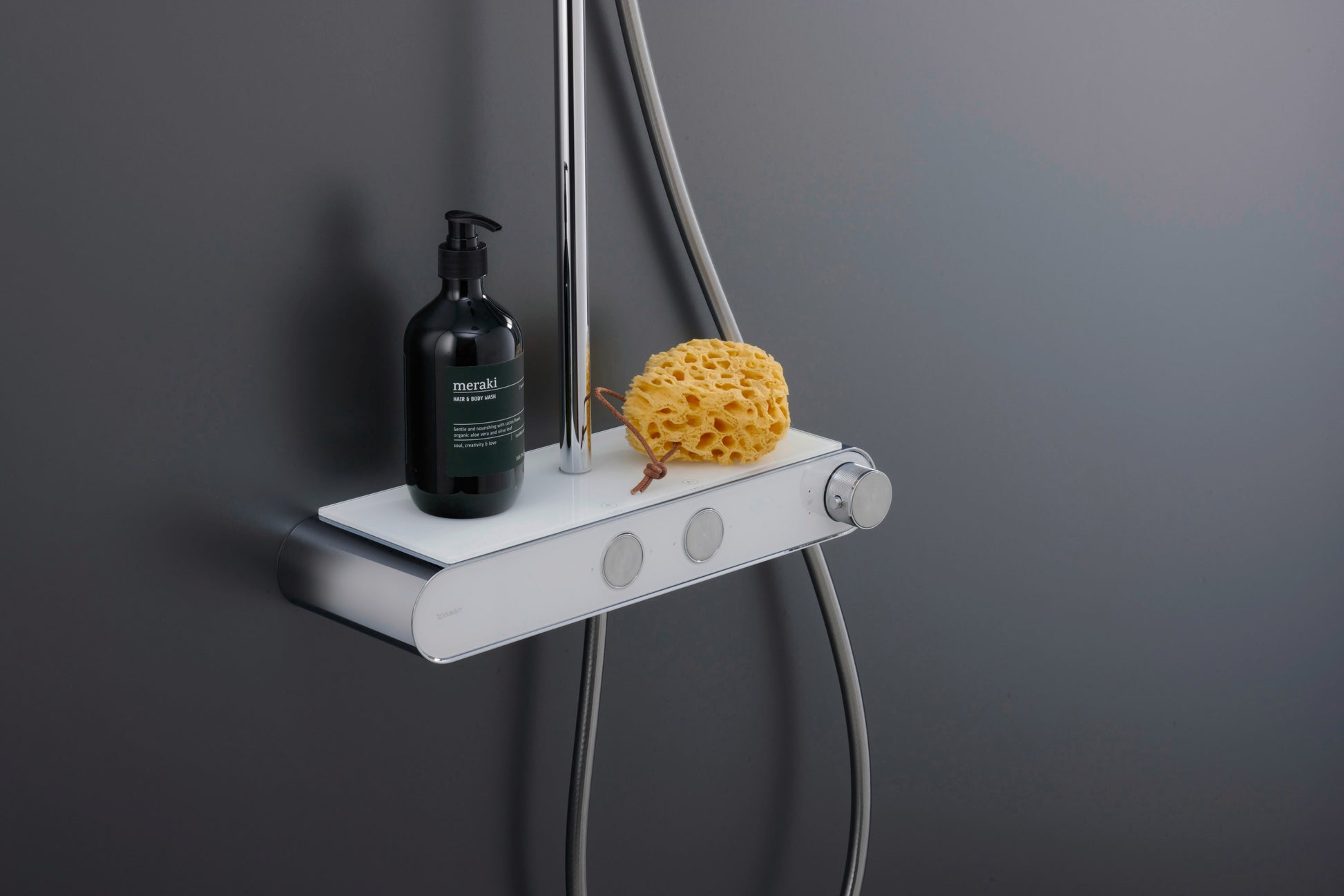 Duravit termostatisk Shower System med hylde, Krom|Hvid højglans