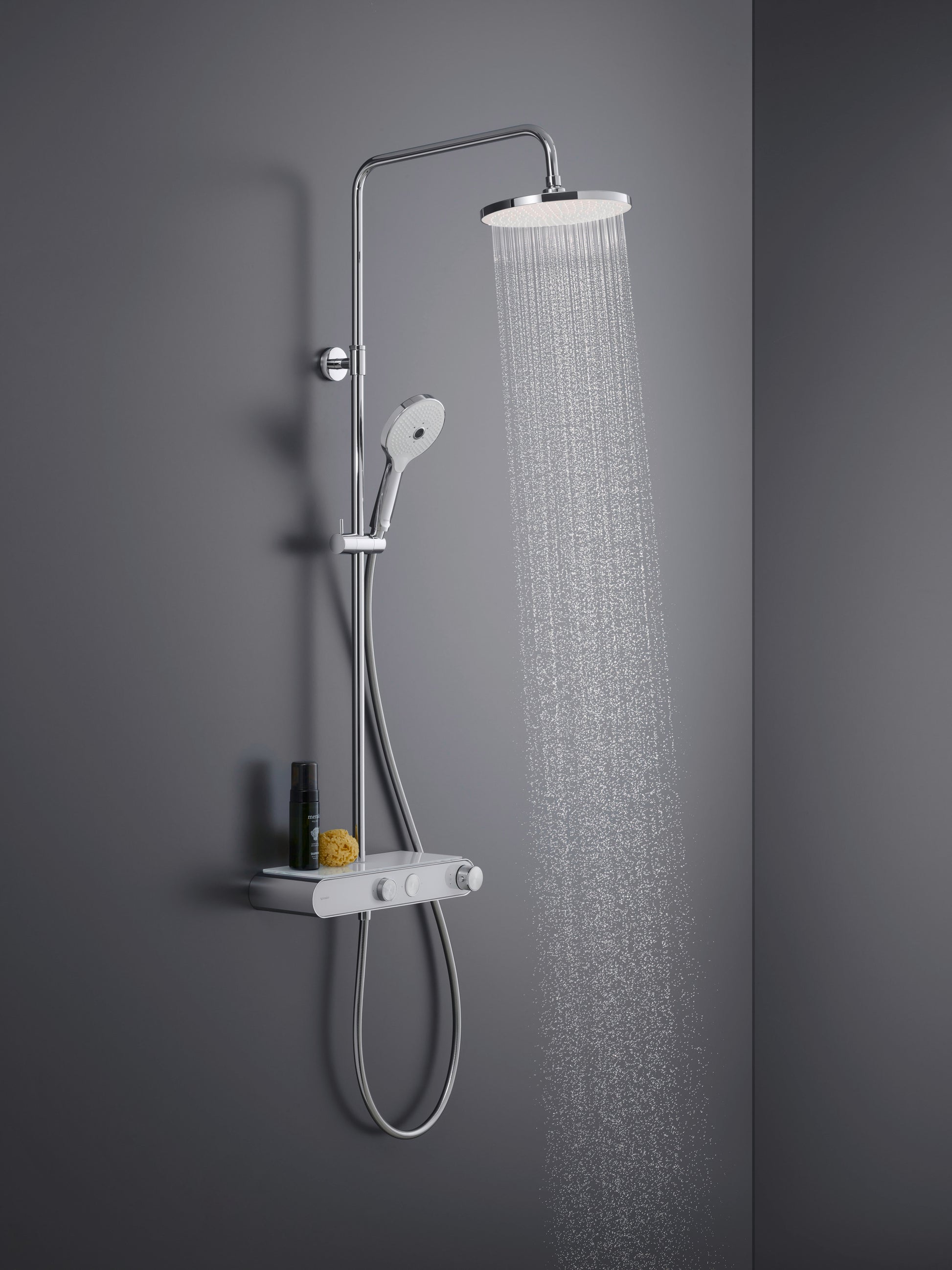 Duravit termostatisk Shower System med hylde, Krom|Hvid højglans
