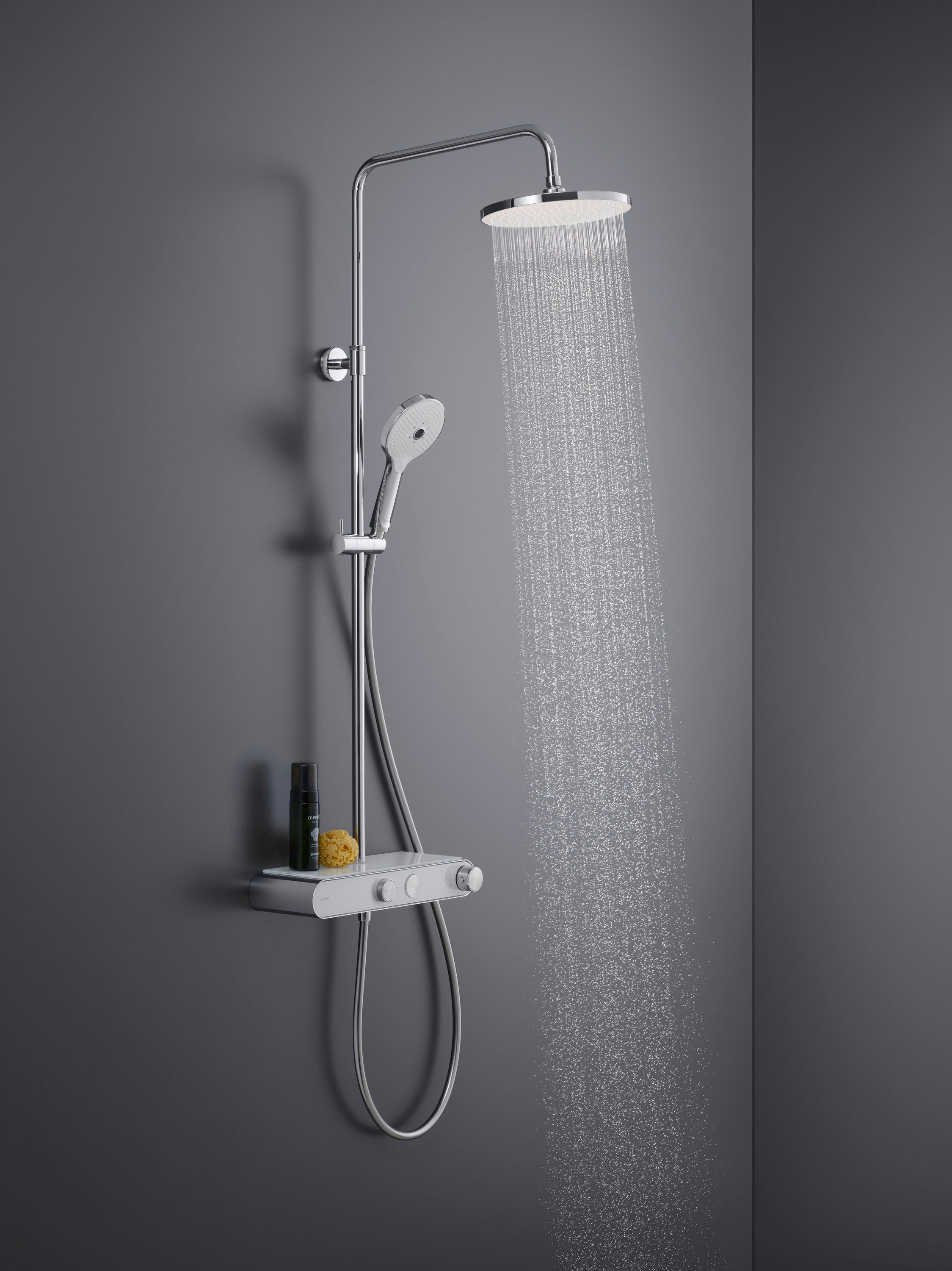 Duravit termostatisk Shower System med hylde, Krom|Hvid højglans