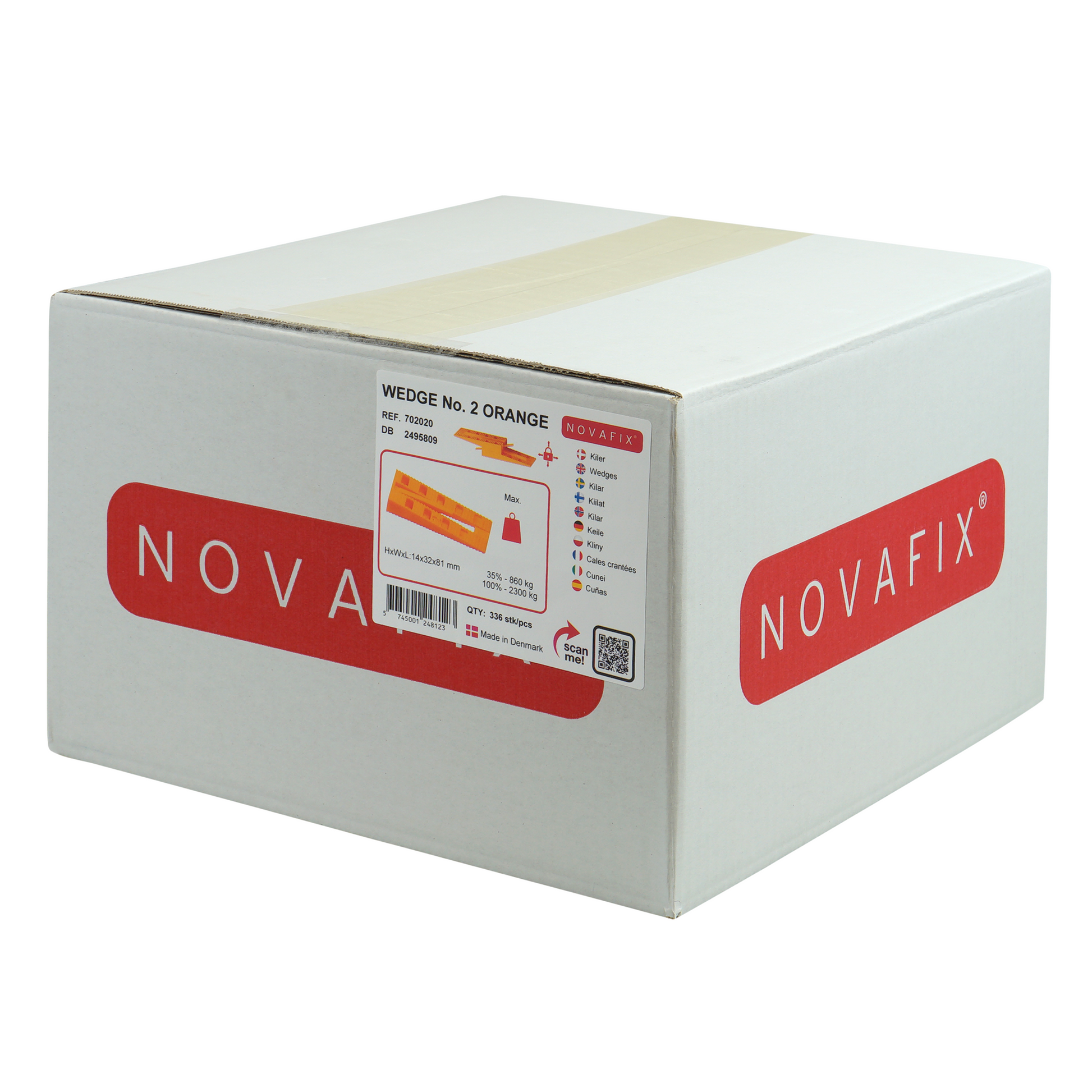 Novafix kile 2 orange, H14mm x B32mm x L81mm 336 stk i papkasse