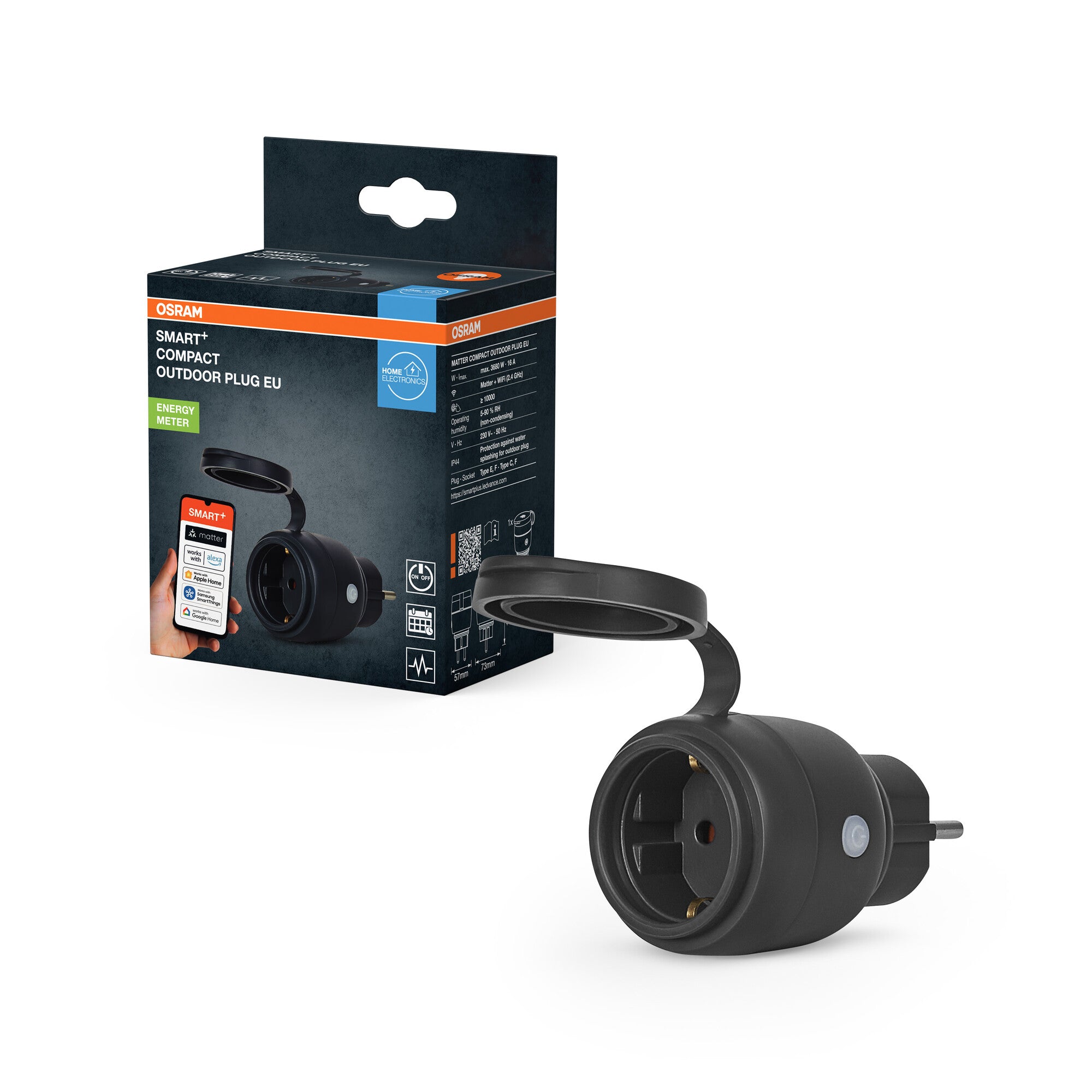 Osram Smart+ Matter Outdoor Compact Plug 16A energimåler WiFi