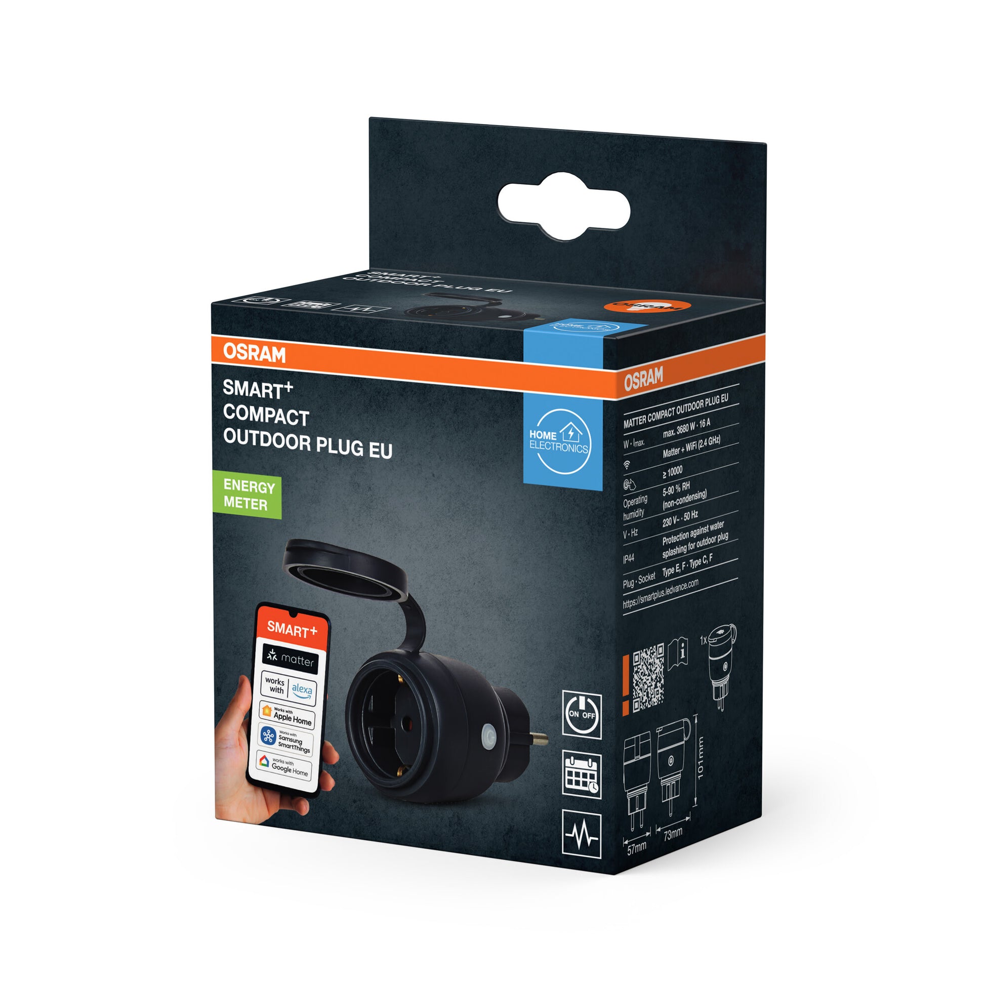 Osram Smart+ Matter Outdoor Compact Plug 16A energimåler WiFi