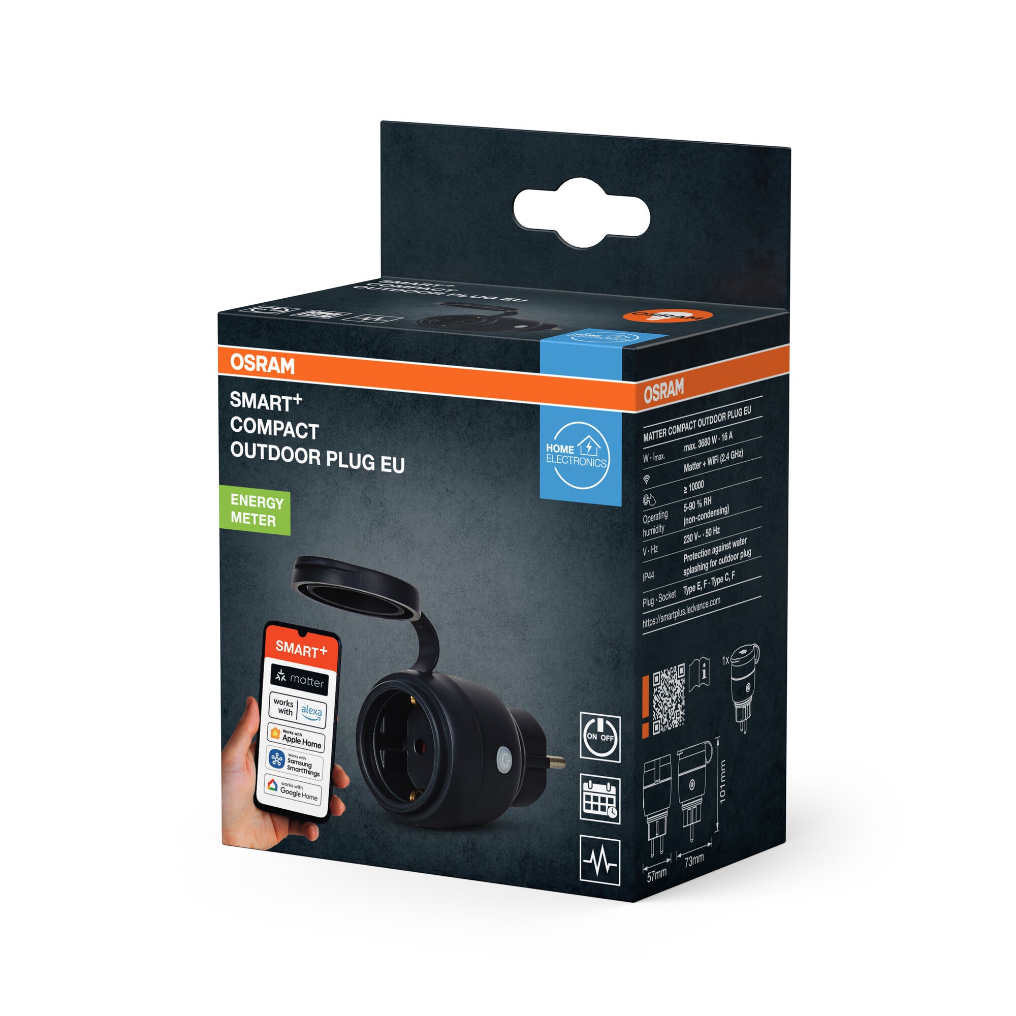 Osram Smart+ Matter Outdoor Compact Plug 16A energimåler WiFi