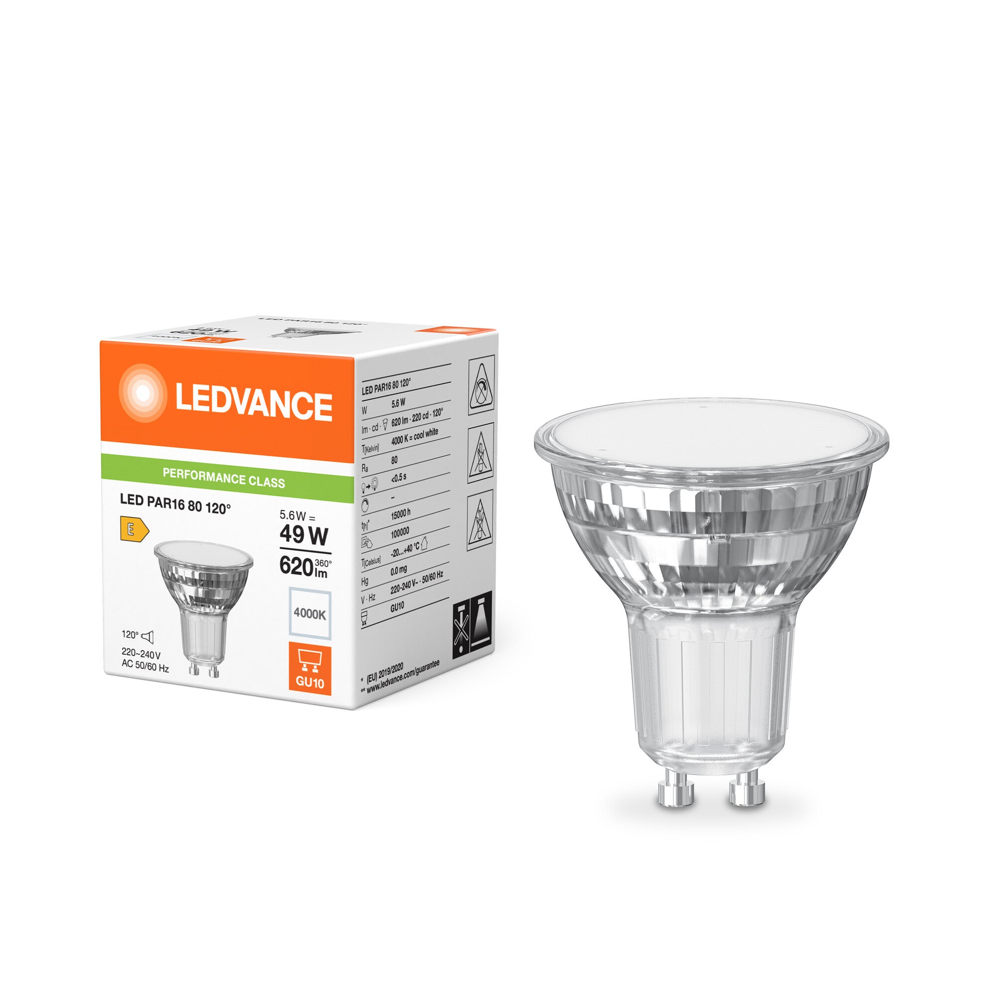 LEDVANCE LED PAR16 120° 620lm 5,6W/840 (49W) GU10