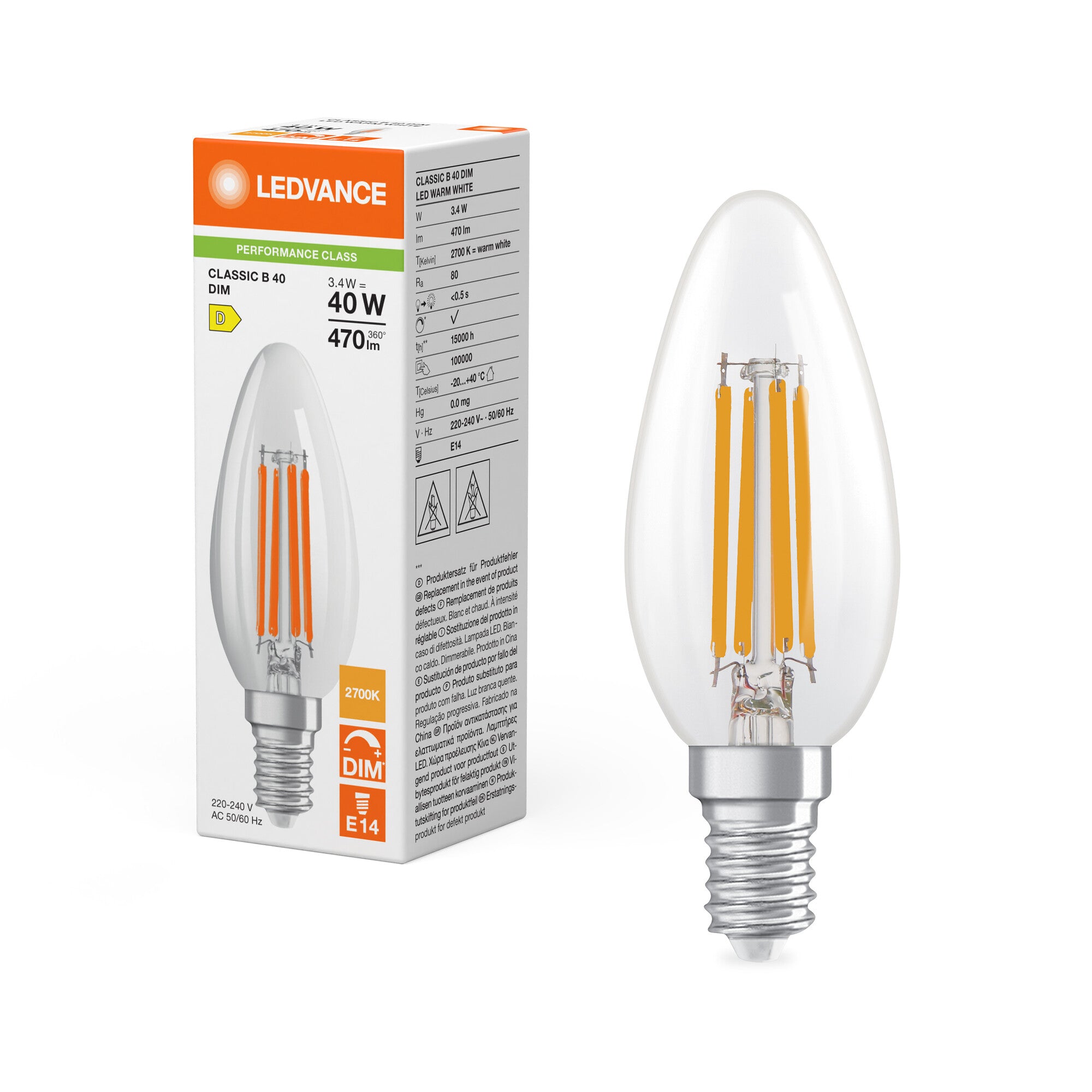 DIM KER FIL 40 3,4W 827 E14