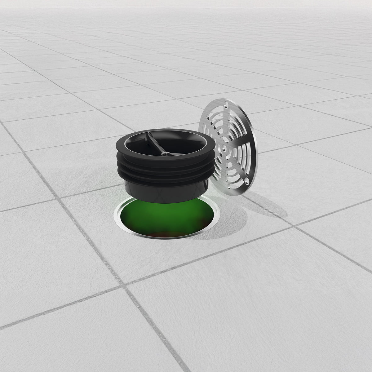 GREEN DRAIN Vandlås selvrensende membran-lugtlukke 89-100 mm CE og VA