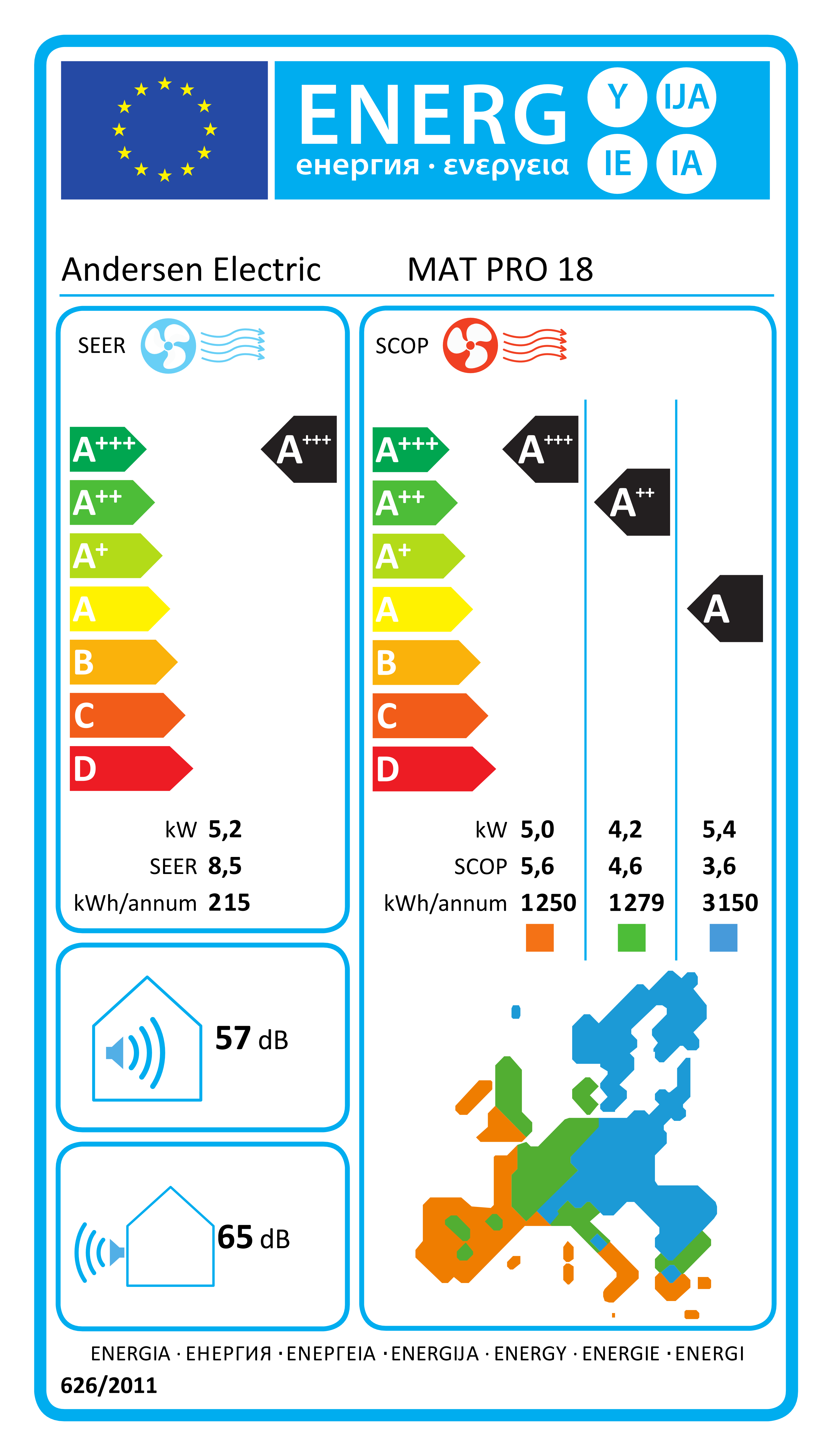 Varmepumpe/Aircondition Mat Pro 18 med WiFi 6,7kW, indedel, hvid