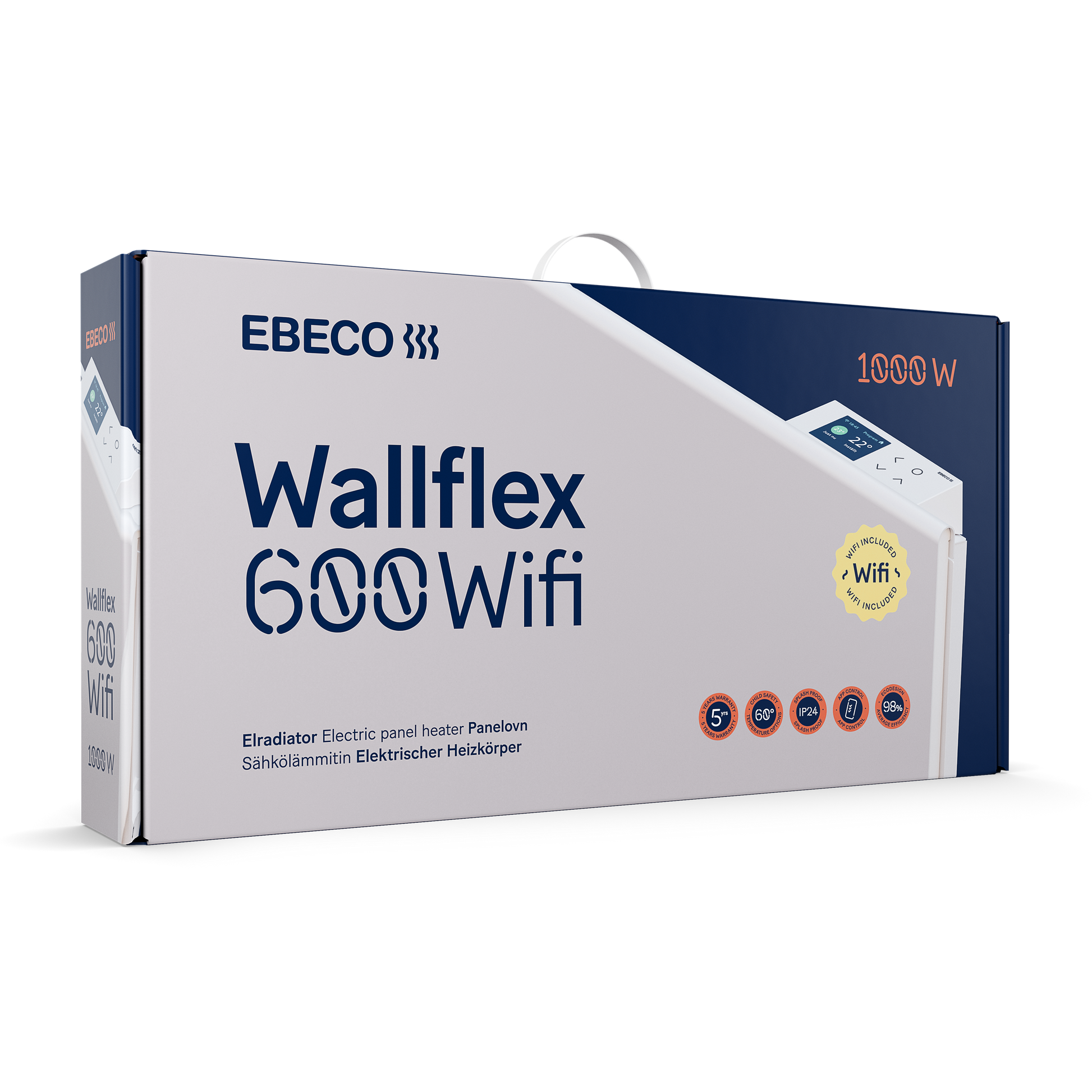 Wallflex El-radiator 600 WiFi, 2000W, 230V