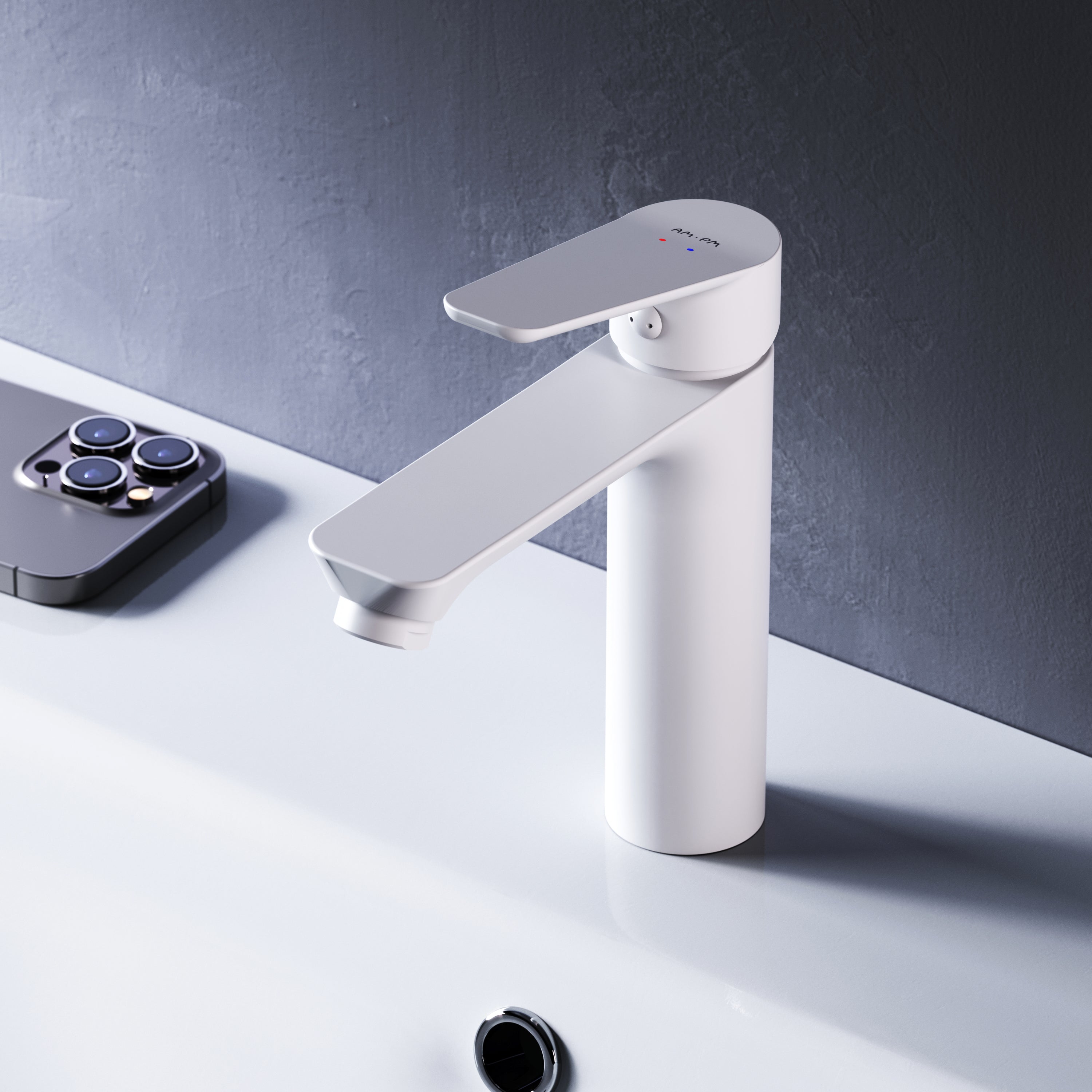 AM.PM Hit Single-lever basin mixer, white, S-size