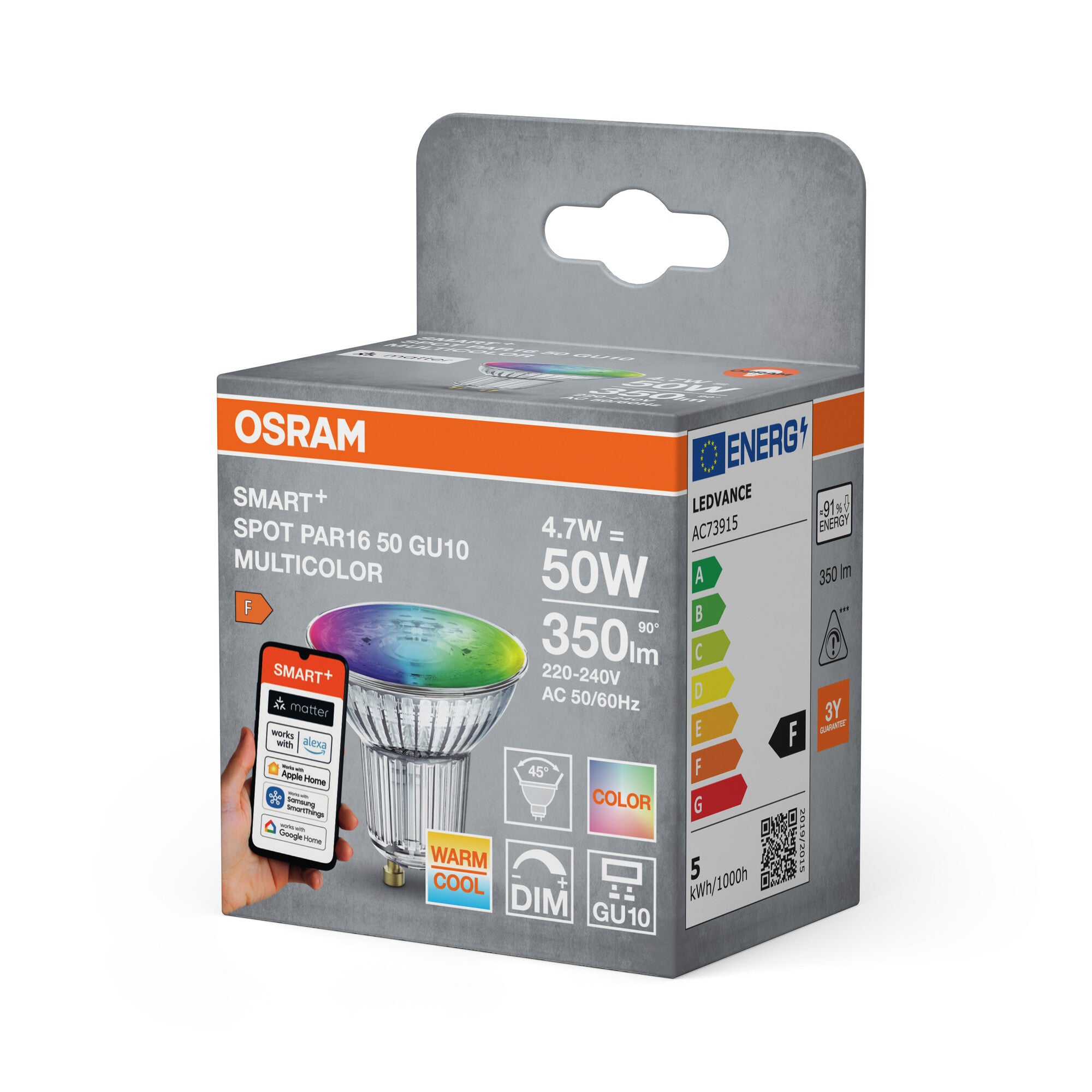 Ledvance Smart+ Par16 4,9W/RGBW (50W) GU10 WiFi
