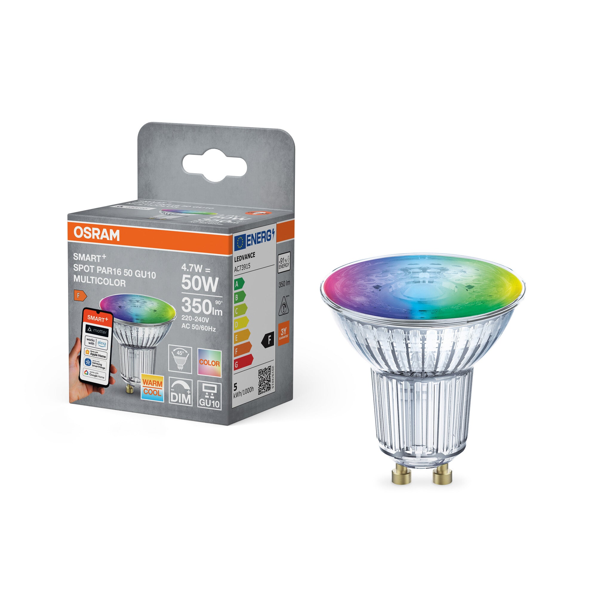 Ledvance Smart+ Par16 4,9W/RGBW (50W) GU10 WiFi