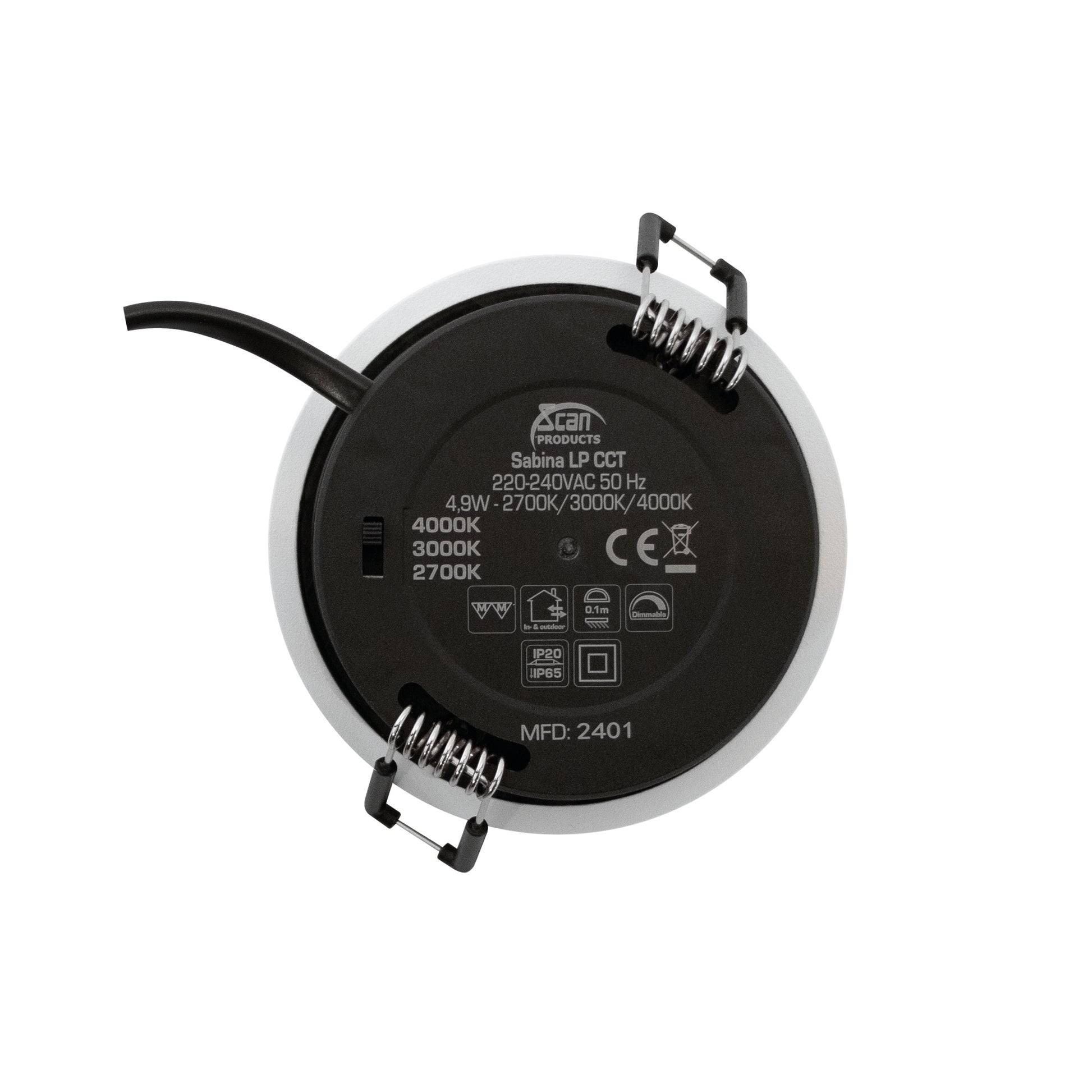 Sabina Low profile CCT 6-pack Downlight ISO Mat Hvid 2700K/3000K/4000K 560/590/560lm 4,9W Indendørs/